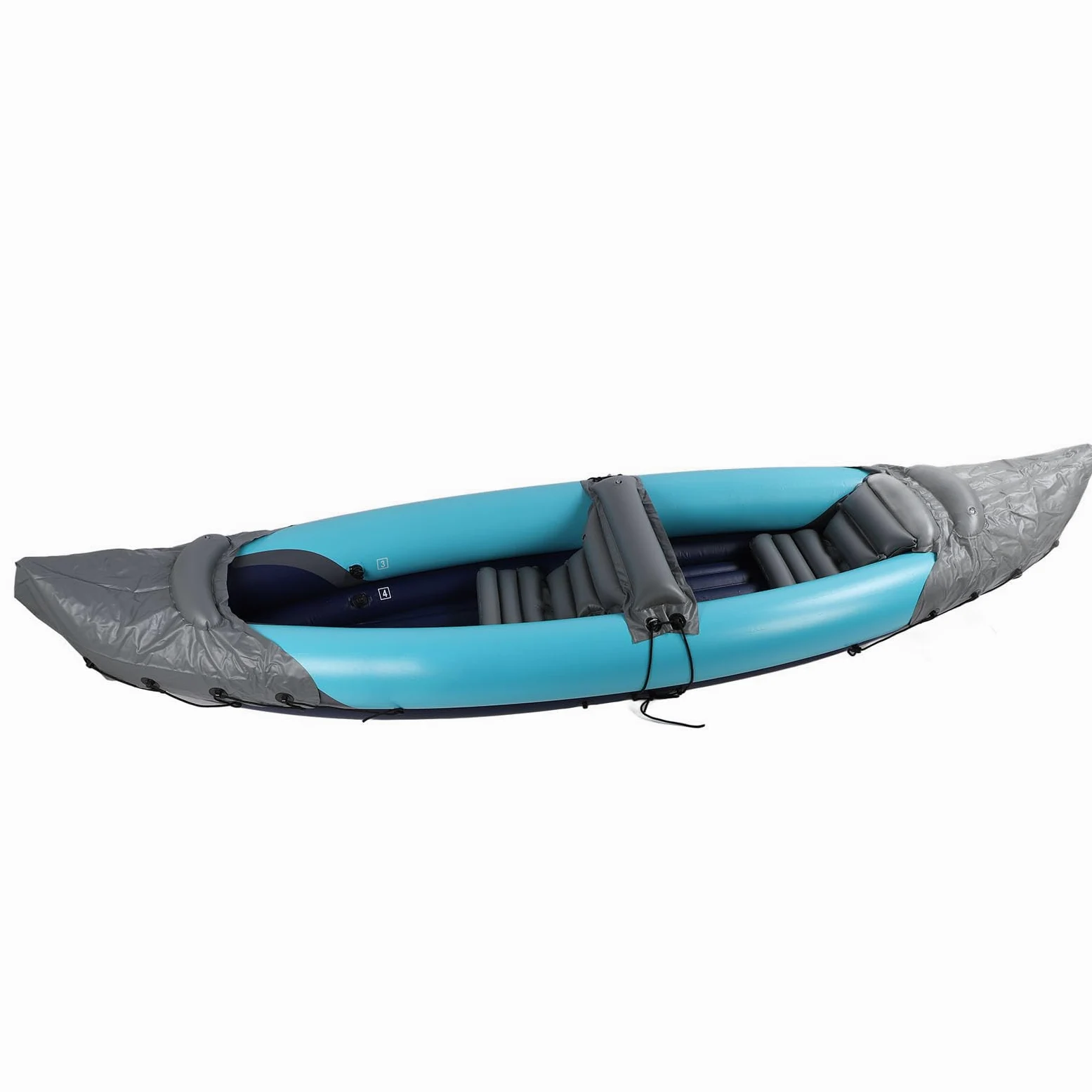 Kayak Plegable para 2 Personas, Canoa Inflable de PVC Engrosada con Protección Solar Portátil, Canoa en Tándem Doble Portátil, Juego de Kayak Inflable para Pesca, Rafting, Canotaje