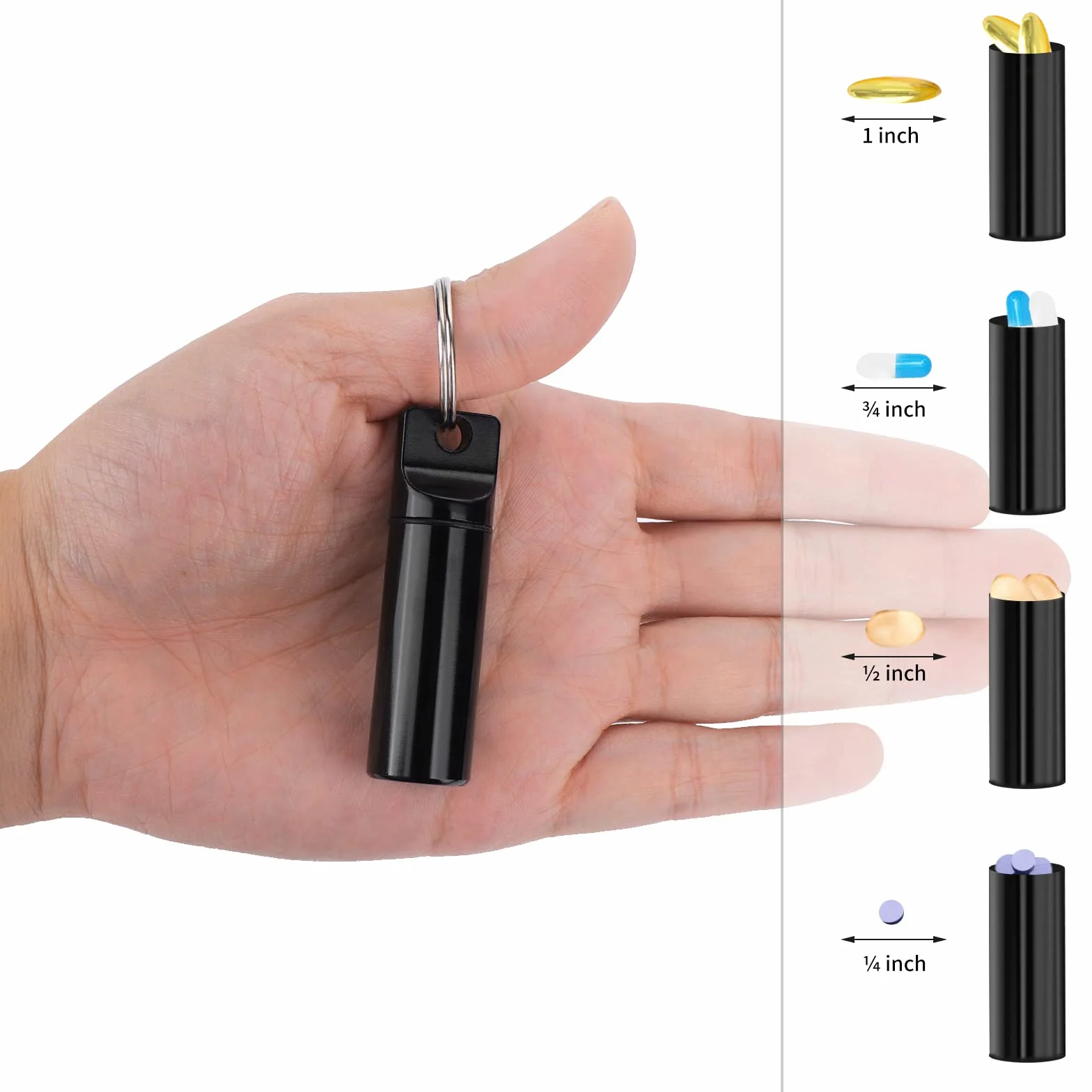 ASTER Paquete de 3 llaveros portátiles para pastillas de aleación de aluminio organizador de píldoras resistente al agua