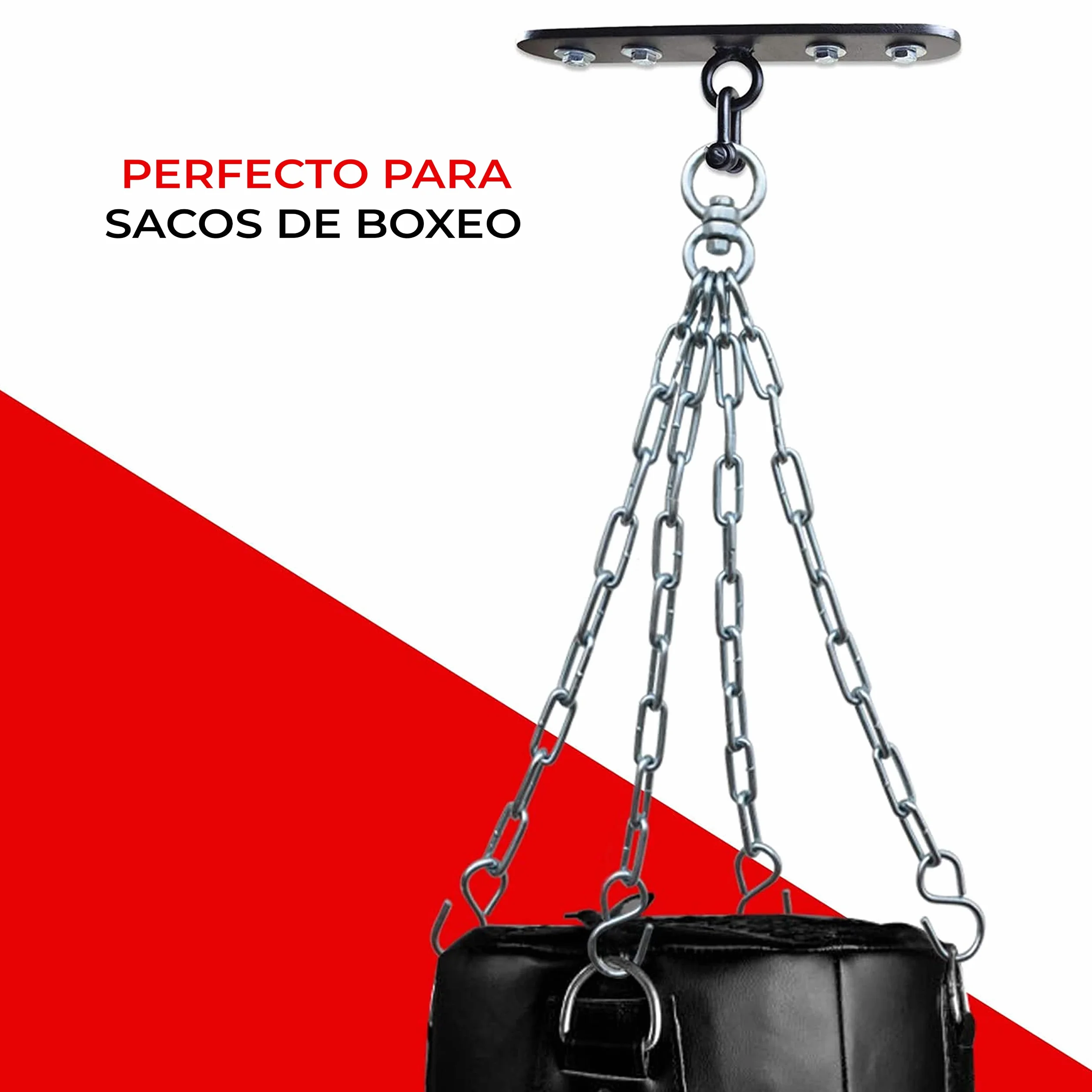 AQF Gancho de Techo de Hierro para Saco de Boxeo | Soporte Giratorio Resistente para Colgar Pelotas de Boxeo | Gancho de Techo Calibre 18 con grillete en D | Soporta hasta 150 kg