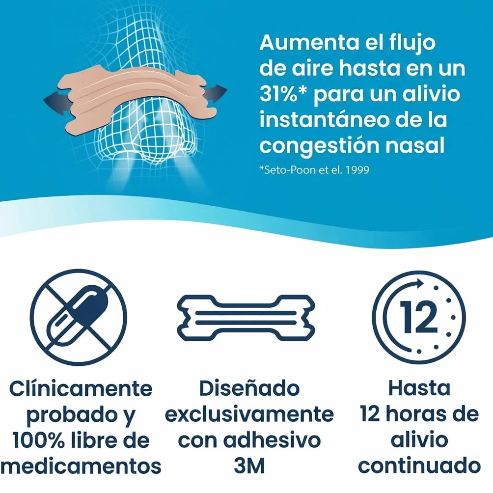 Breathe Right Clásicas 30 Tiras Nasales Alivio Congestión Nasal Reducir Ronquidos Grande