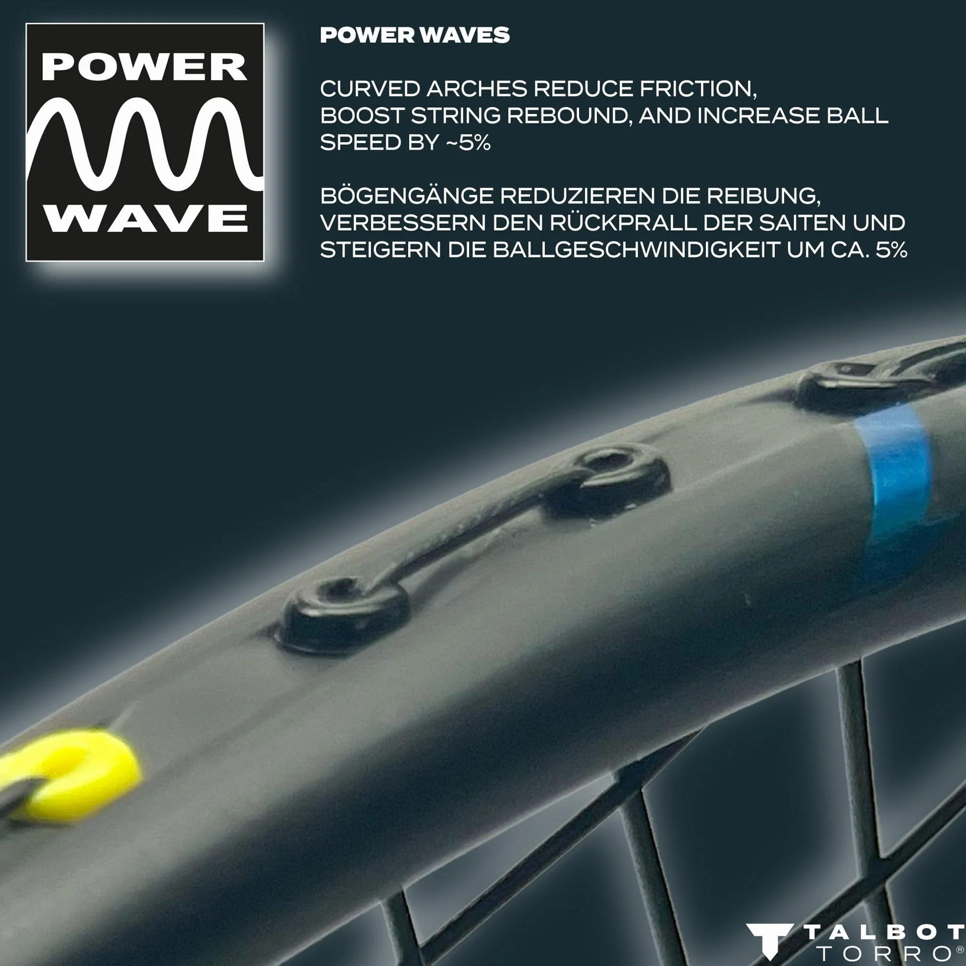 Talbot-Torro Badmintonschläger Isoforce 951 Carbon4 Long-Schaft Multitaper Kopfprofil