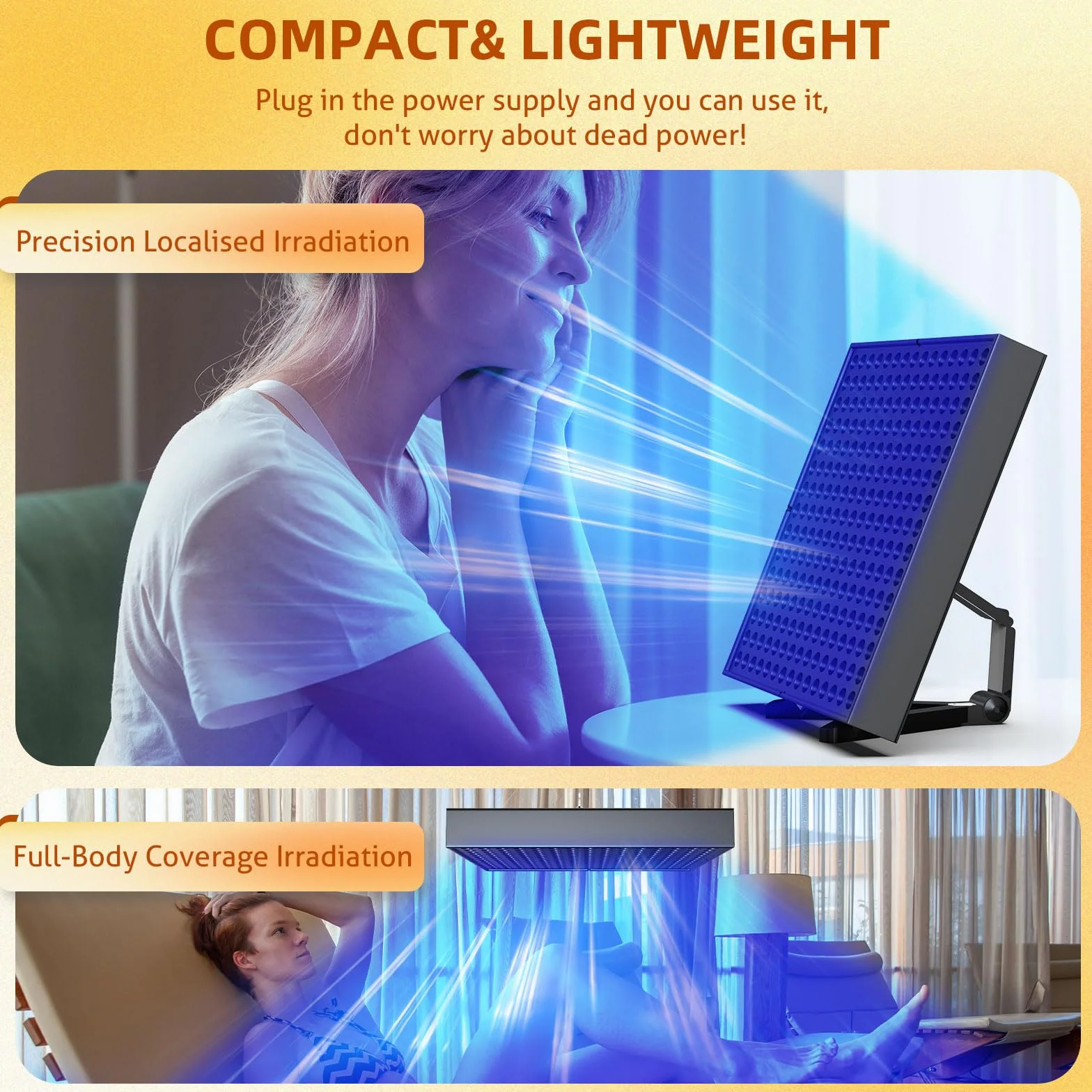 Lámpara de bronceado facial 460 NM 225 unidades soporte ajustable gancho colgante negro