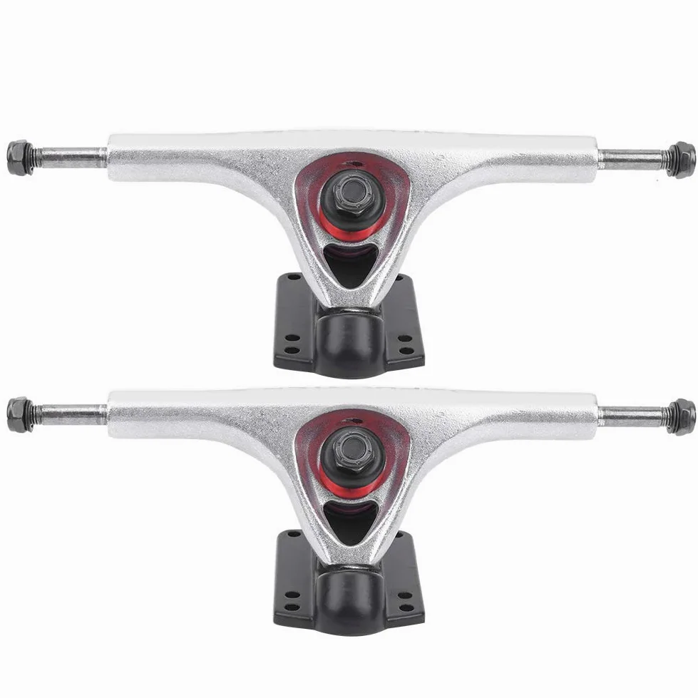 Tiiyee Eje de Monopatín, Longboard Camiones Patinar Aleación Aluminio Longboards Trucks Skateboard Truck Transmisión Skate Trueno Pulido Ejes Monopatines para Accesorio Monopatíns(Plata)
