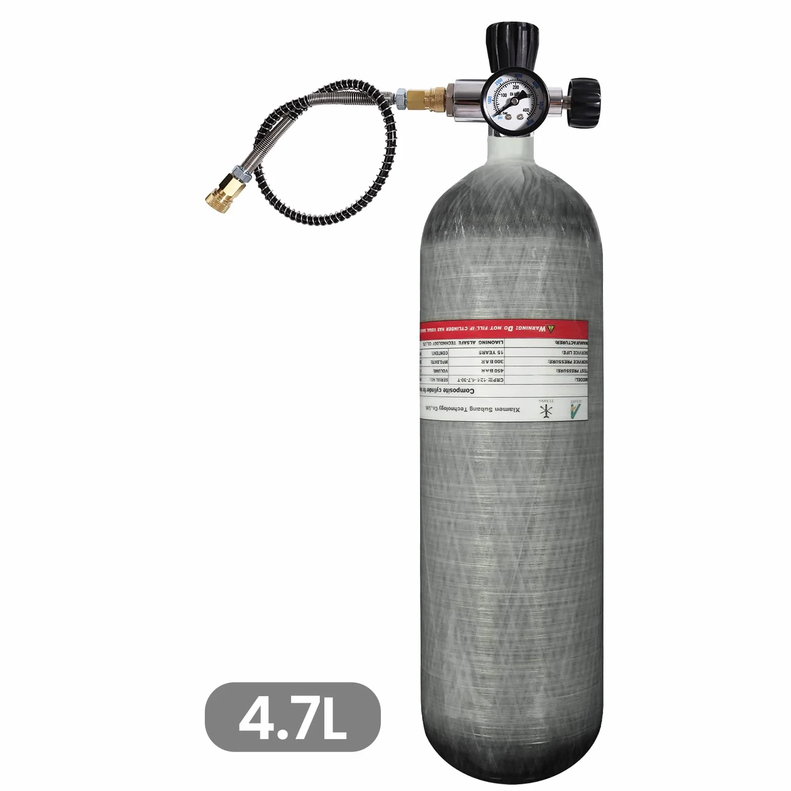 TUXING Tanque de Buceo de Fibra de Carbono 4500Psi 4.7L con estación de llenado de Paintball, regulador de válvula, medidor, Tanque de Aire Pcp para Rifle de Aire Pcp
