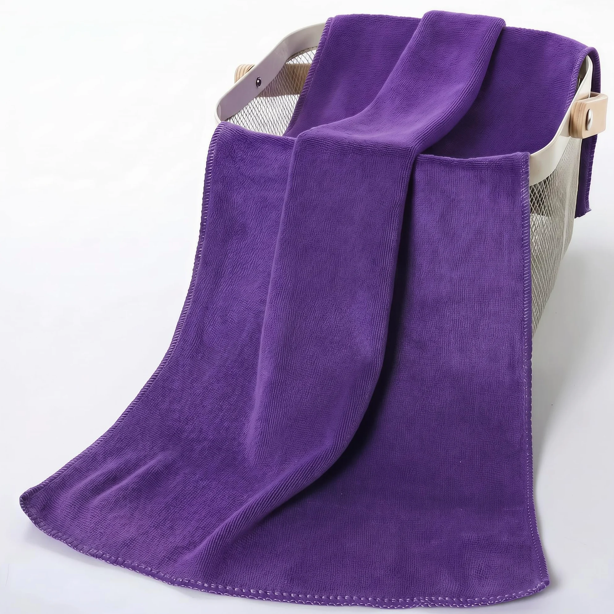 Toalla de microfibra de 120 x 50 cm, compacta y de secado rápido, toalla deportiva para fitness, toalla de viaje, compacta como toalla de baño, lila