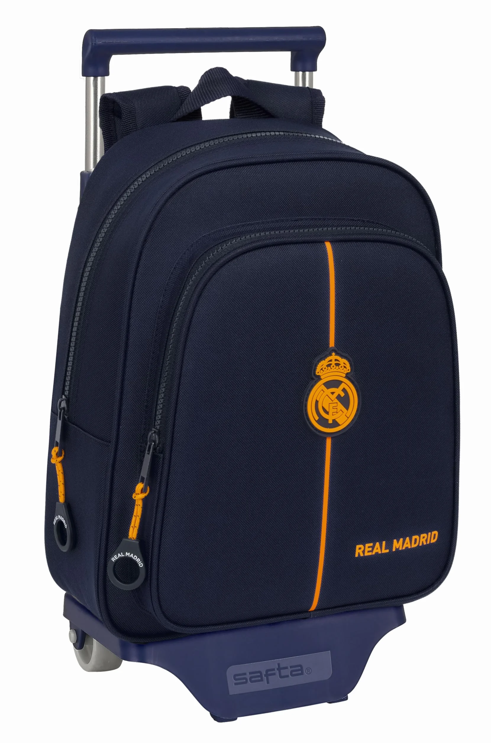 Safta REAL MADRID 2ª EQUIPACIÓN 24/25 - Mochila Infantil con Carro 705, Ideal para Niños de Diferentes Edades, Cómoda y Versátil, Calidad y Resistencia, 27x10x33 cm, Color Azul Marino