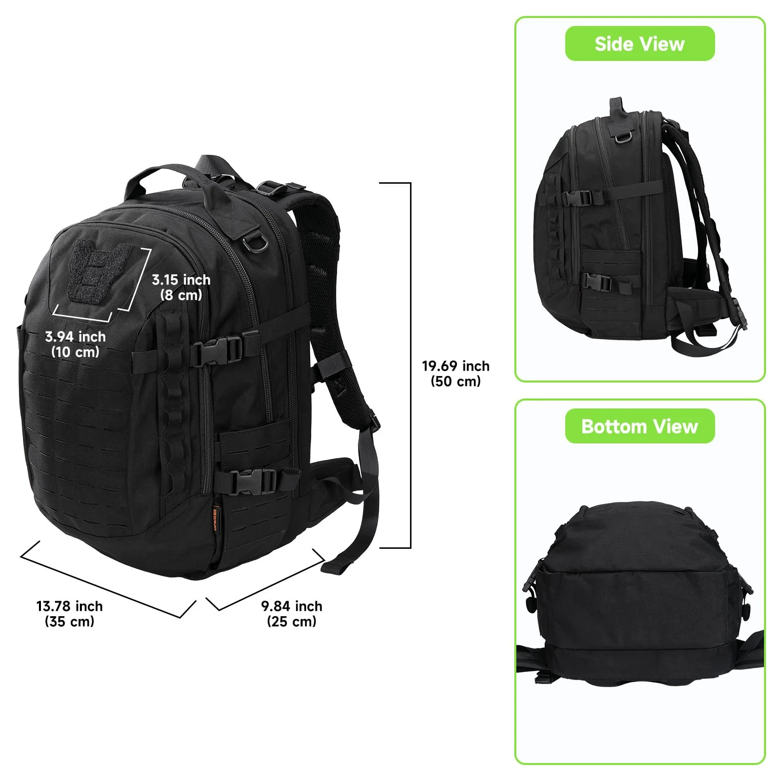 EXCELLENT ELITE SPANKER 40L Mochila de camping y senderismo Mochila táctica MOLLE Gran mochila militar para camping, senderismo y trekking(BLK)