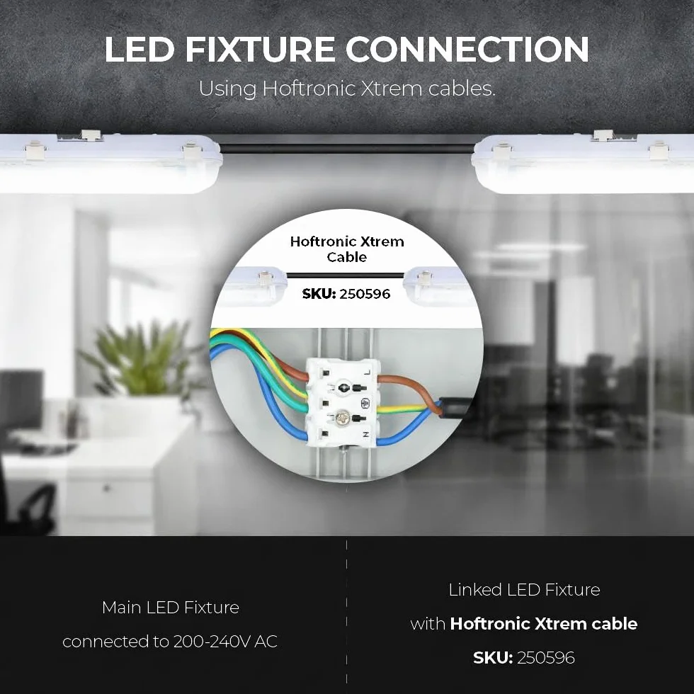 HOFTRONIC Lámpara LED T8 IP65 60 cm 6000K 9W 2880 lm 160 lm/W para ambientes húmedos