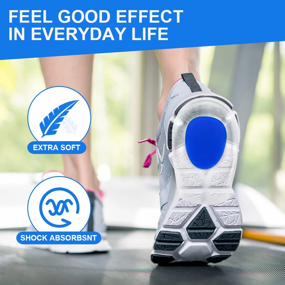 ACWOO Taloneras de Silicona, 2 Pares Plantillas de Talón Gel, Almohadillas para Fascitis Plantar, Reducir Golpes y Aliviar Dolor (S)