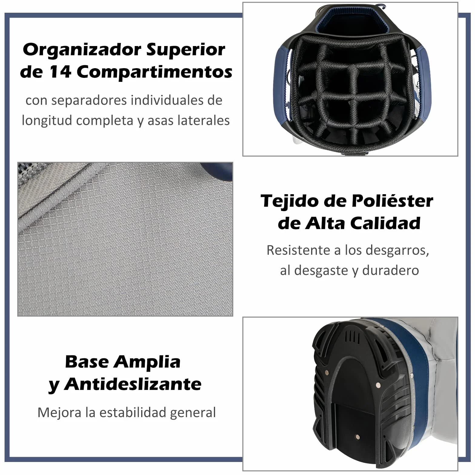 COSTWAY Bolsa Golf con 14 Palos, Bolsa de Carro de Golf Ligera y Portátil, 7 Bolsillos con Cremallera, Capucha para Lluvia, Cart Bag, Soporte para Paraguas, Unisex Adulto