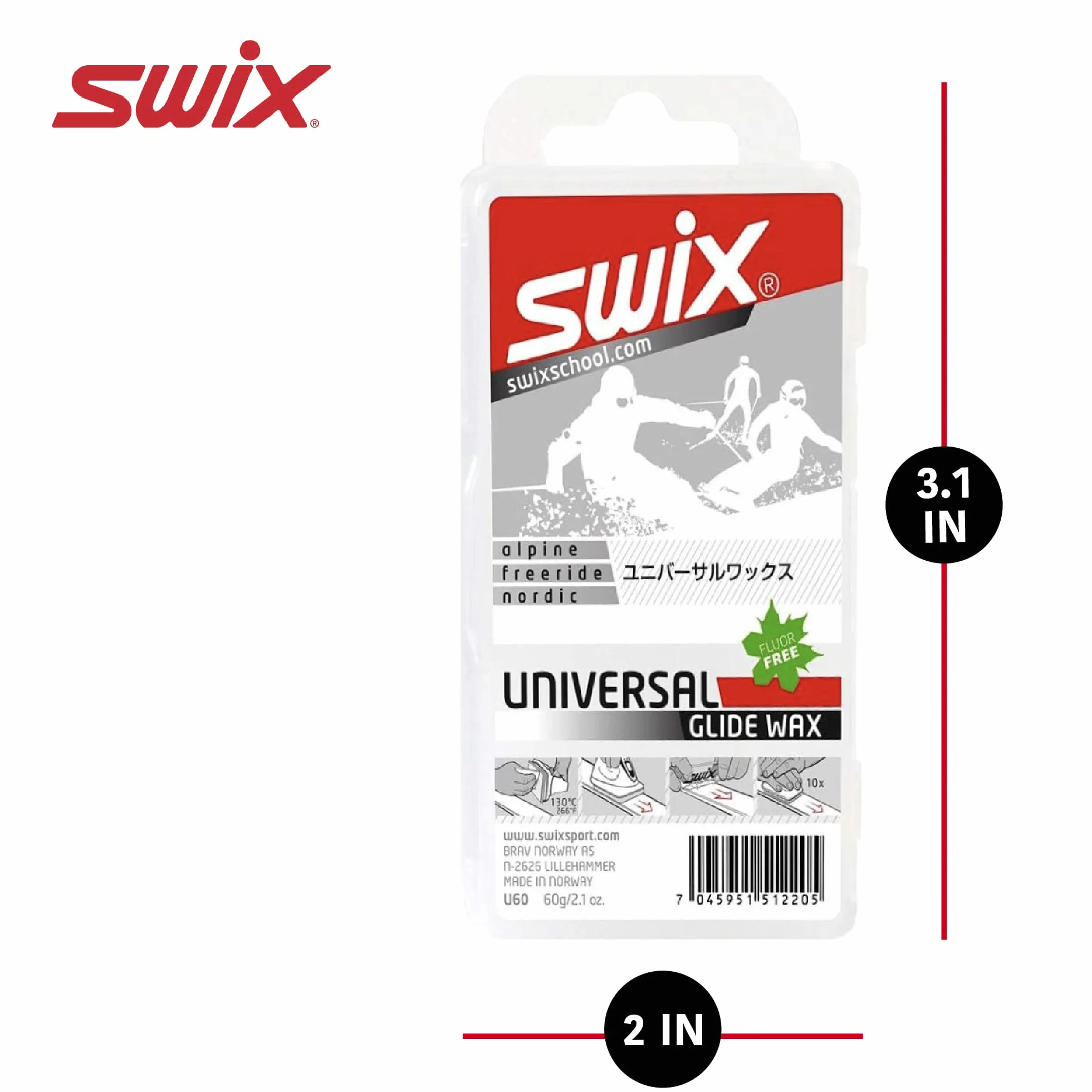 Swix Cera universal para esquí/snowboard para niños, 60 g o 180 g, blanca, 60 gramos