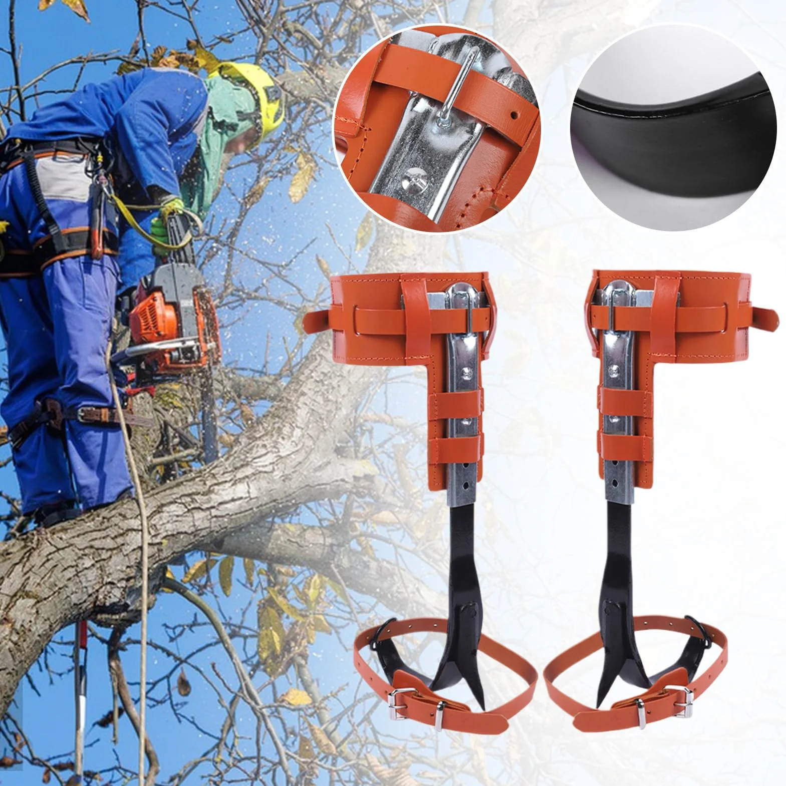 Genérico Espuelas para Trepar Árboles | Picos para Escalada De Árboles Actividades Exteriores - Ergonómico Altura Ajustable Accesorio De Recreación Al Aire Libre para La Poda El Corte La Gestión De