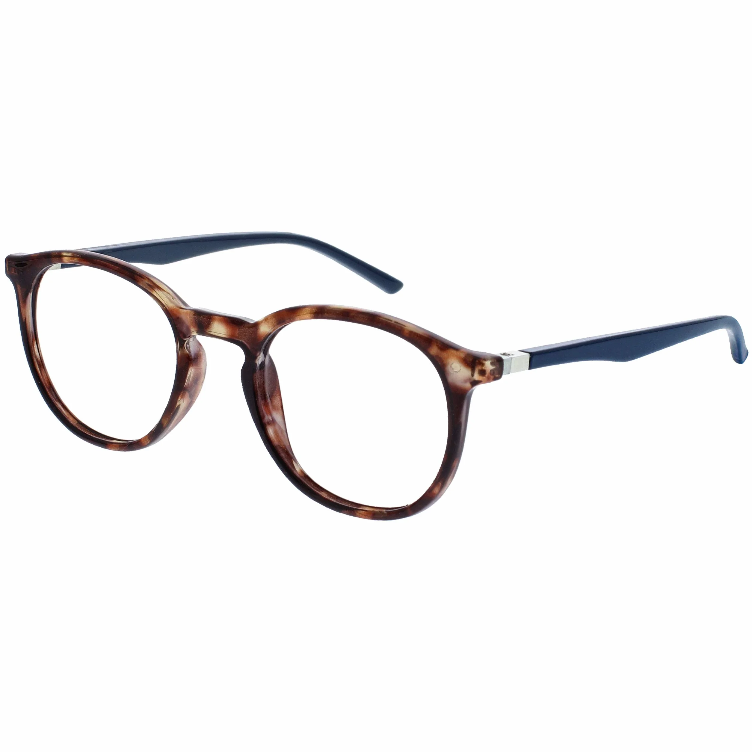 Gafas con Bloqueo de Luz Azul Montura Redonda Delgada Marrón Carey Resistente a Arañazos Bisagras de Muelle Antirreflejante Hombre Mujer