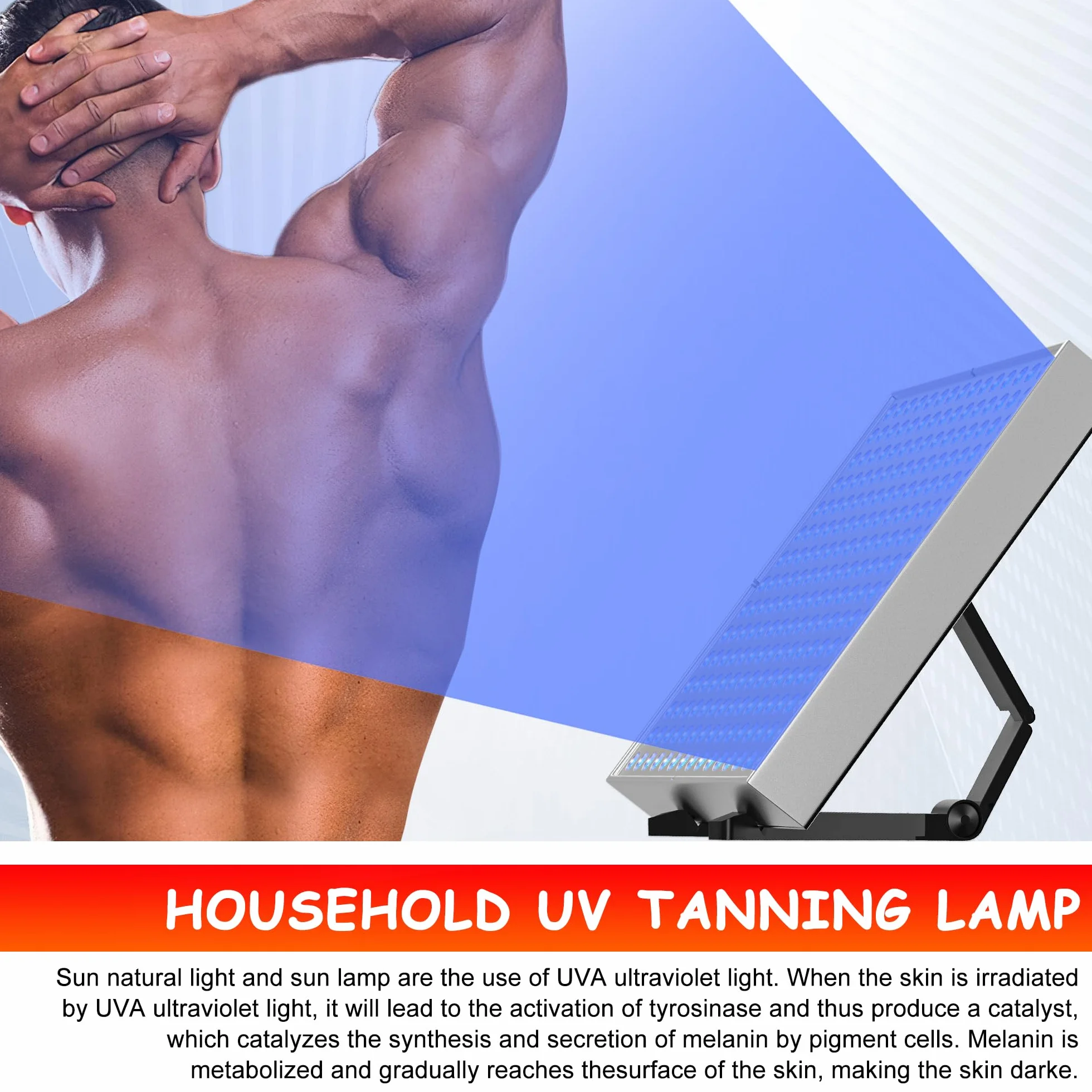 Lámpara de bronceado Solarium portátil 225 LED soporte ajustable plegable para cara y cuerpo