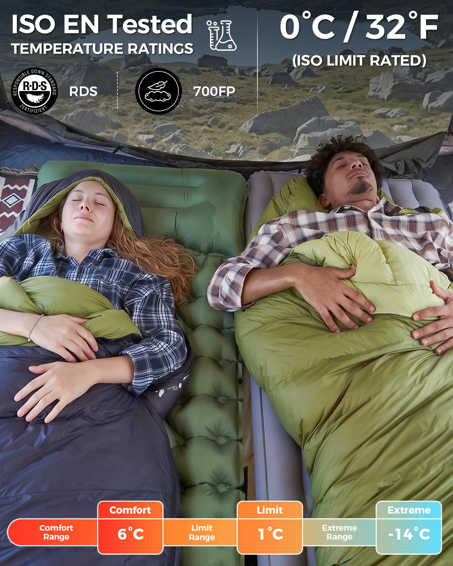 ATEPA Saco de Dormir de Momia, Saco de Dormir para Exteriores, Impermeable, Saco de Dormir para 4 Estaciones, Ideal para Adultos en Camping, Viajes y Aventuras