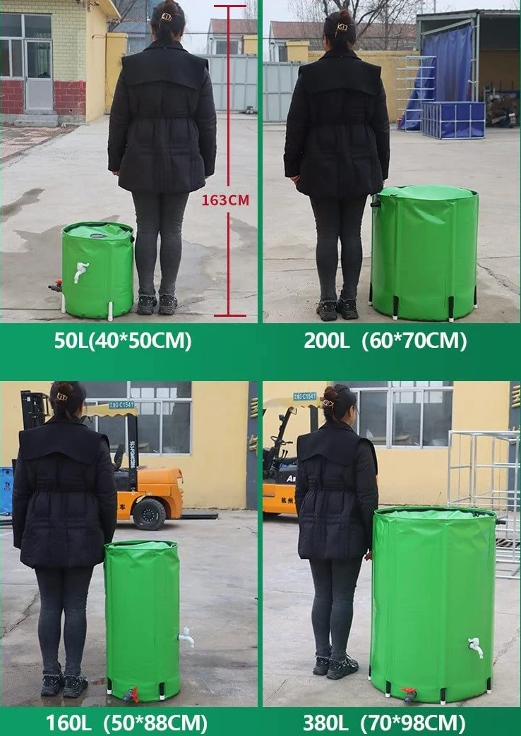 Cubo de recogida de agua de lluvia al aire libre Cubo de almacenamiento de agua de jardín Cubo de recogida de agua de lluvia plegable de PVC (color: verde, tamaño: 750 L)