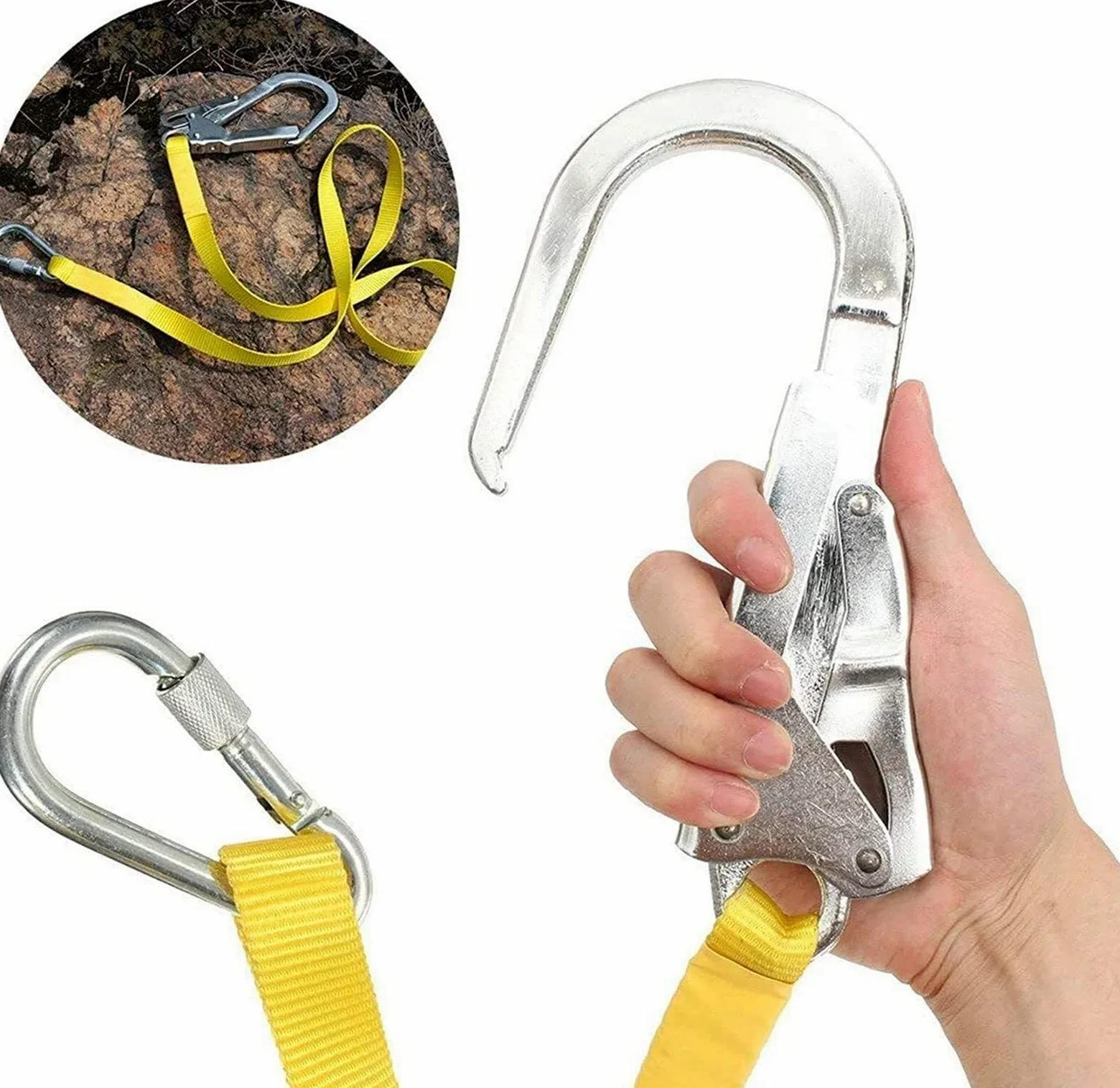 Cordón de seguridad con ganchos a presión, arnés para exteriores, cuerda de protección con mosquetón, 180 cm de longitud