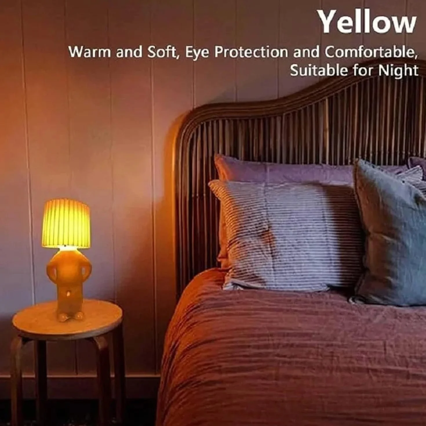 Shy Man Lamp Cute Boy Night Light Creative Desk LED Plug-in for Bedroom (Green)