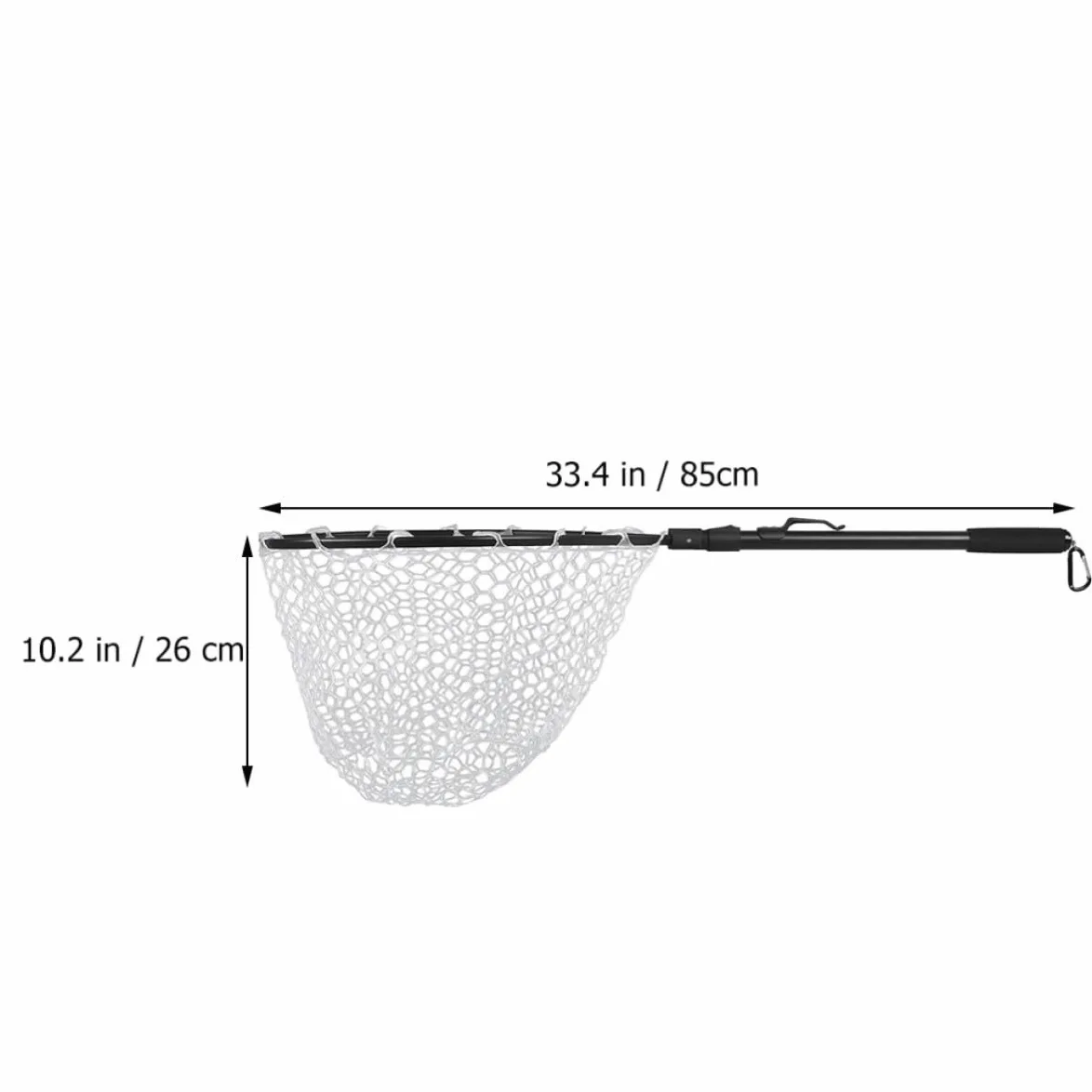 Red de Pesca Plegable Rápida de Aluminio Negro Malla | Aleación de Aluminio, Malla de Goma Eva, Forma Clásica, Ligera Fácil Transporte para Orilla y Barco