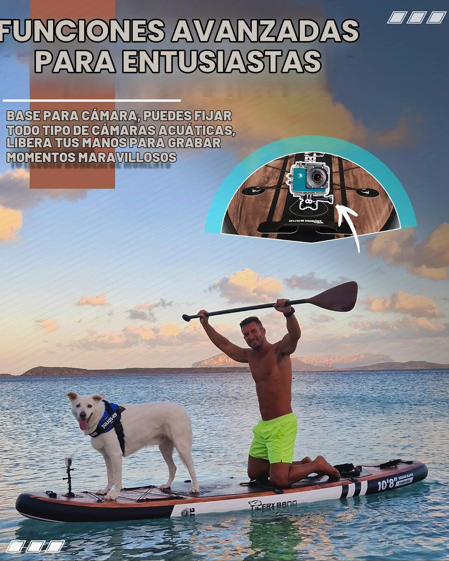 TIGERXBANG Tabla de Paddle Hinchable 330cm, Extra Ancha, Asiento Mejorado, Soporte para Accesorios y Sostenedor para Caña de Pescar, Accesorios Premium para Paseos Recreativos y Pesca
