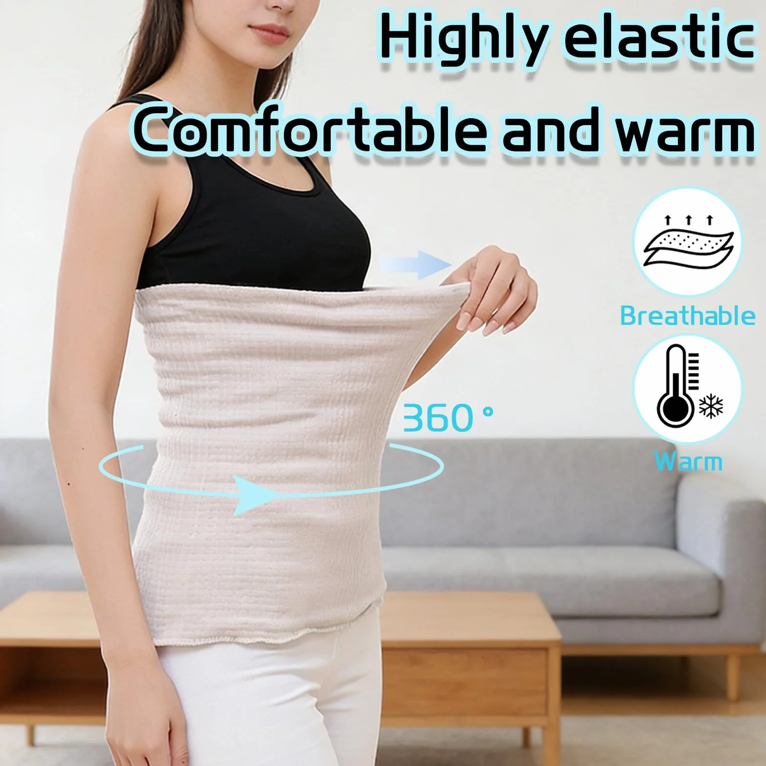 Calentador de espalda lana angora merino cinturón térmico protección riñones alivio dolor hombres mujeres