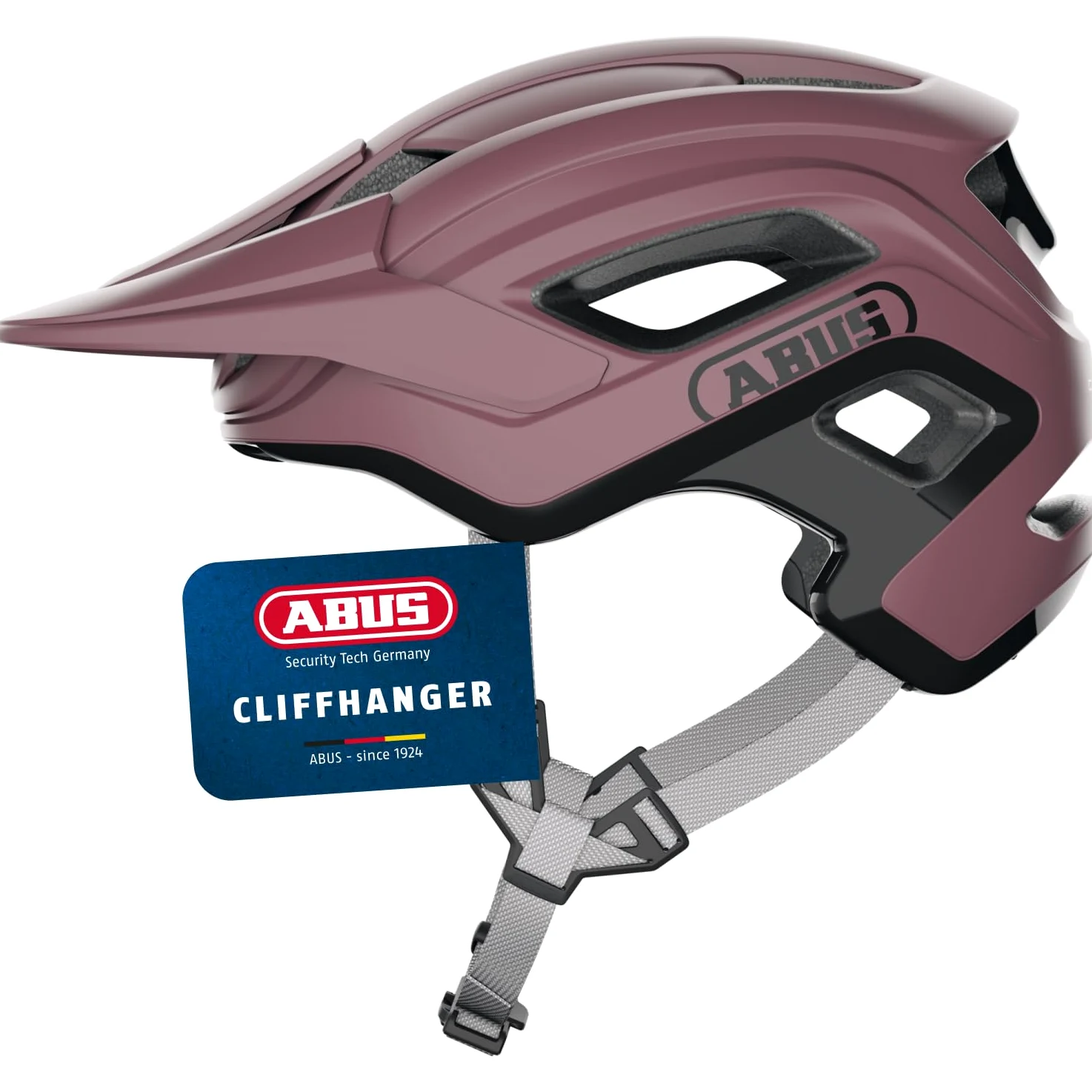 ABUS Cliffhanger Casco MTB para Bicicleta, Blush Red, L | Casco MTB para Singletrail y Enduro, cierre magnético, visera ajustable, almohadillas lavables