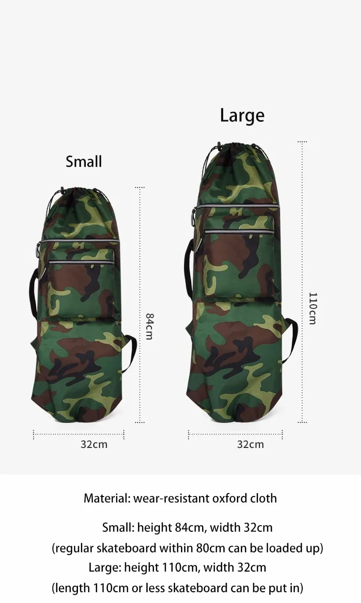 Mochilas Impermeables para monopatín Hombres con 2 Correas Ajustables el Hombro, Plegables, Funda portátil, Bolsa Universal Patinaje Callejero, Bolsas de Transporte Viajes, Negro 110 x 32 cm