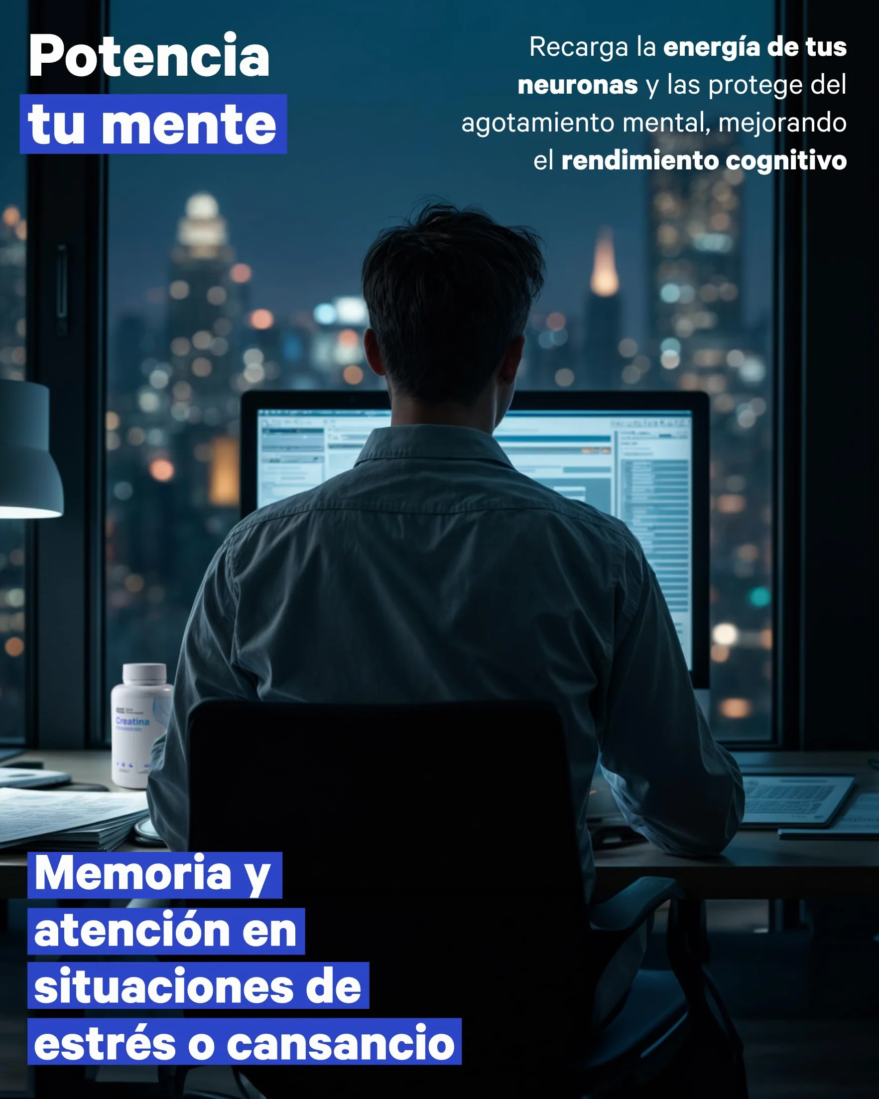 Creatina Monohidratada 3000 mg 400 comp Mejora Fuerza Masa Muscular Resistencia Vegano Sin Gluten No OGM