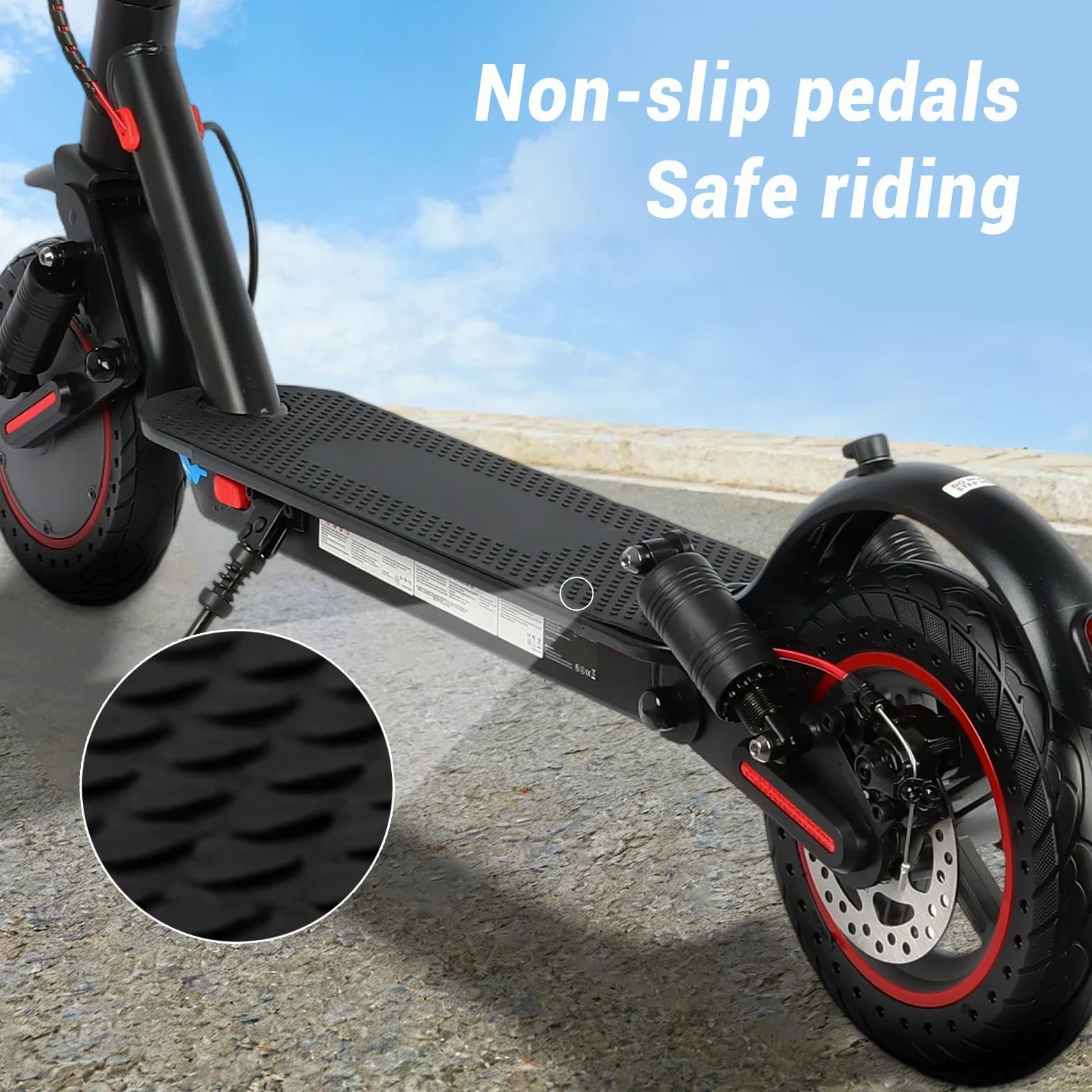 Patinete Eléctrico Adultos 350W, Velocidad Máx 25 km/h, Autonomía 25-30 km, Ruedas Antipinchazos de 10", Doble Suspensión, Freno Electrónico + Freno de Disco, Plegable, Carga Máx 120 kg, IPX5