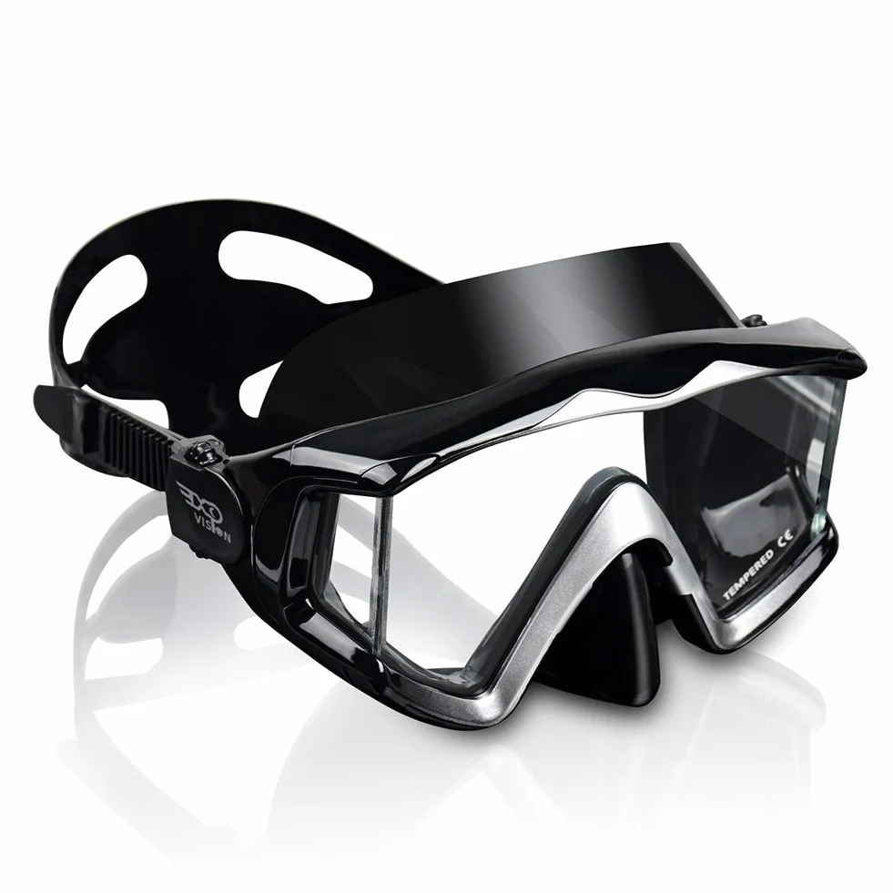 Pano - Máscara de buceo de 3 ventanas para adultos, máscara de esnórquel de vidrio templado, antivaho, gafas de natación sin fugas, con cubierta de nariz, equipo de esnórquel