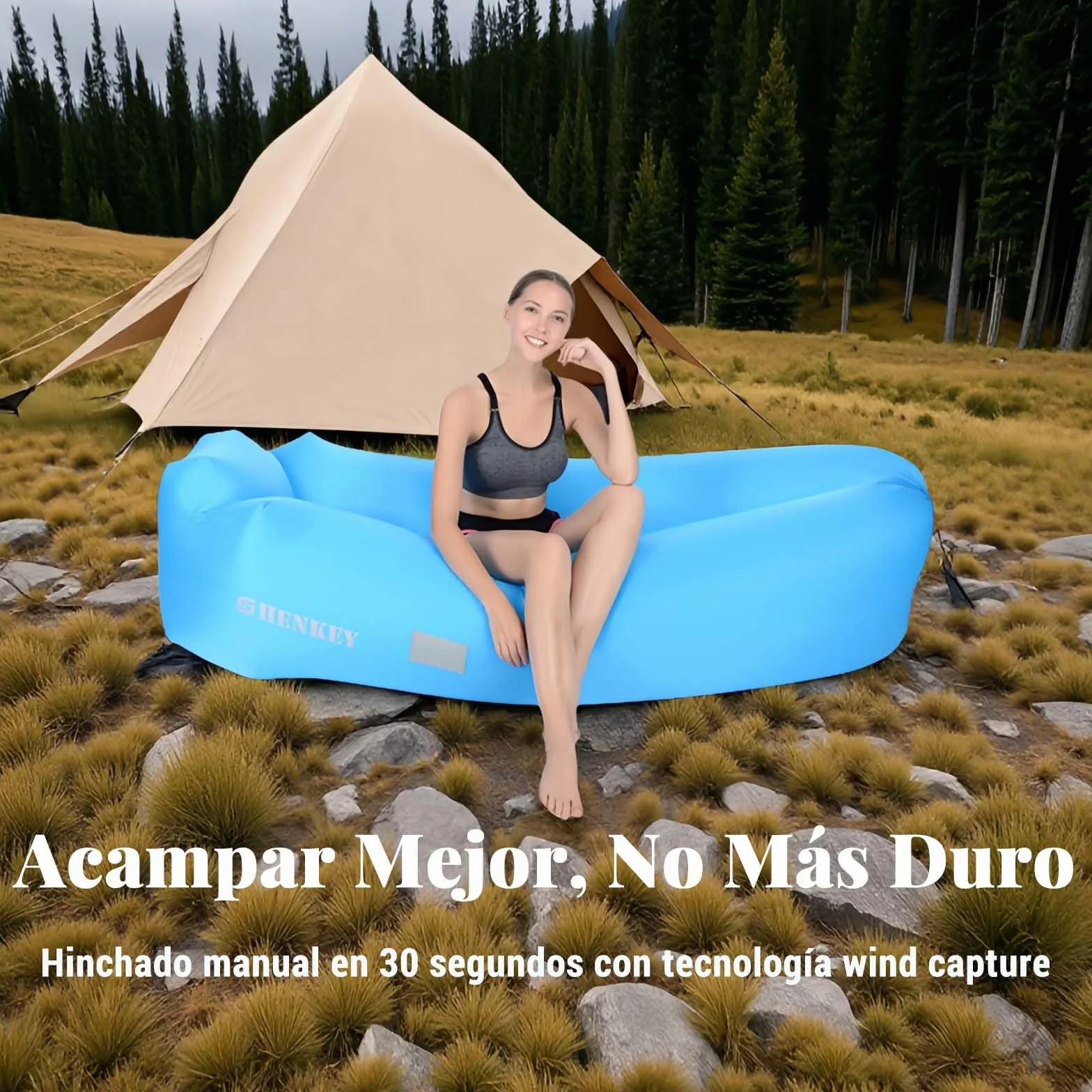 Tumbona Hinchable, Impermeable, antifugas de Aire, con Embalaje portátil, sofá Inflable y Silla de Aire para Viajes, acampadas, Senderismo y Fiestas en la Playa