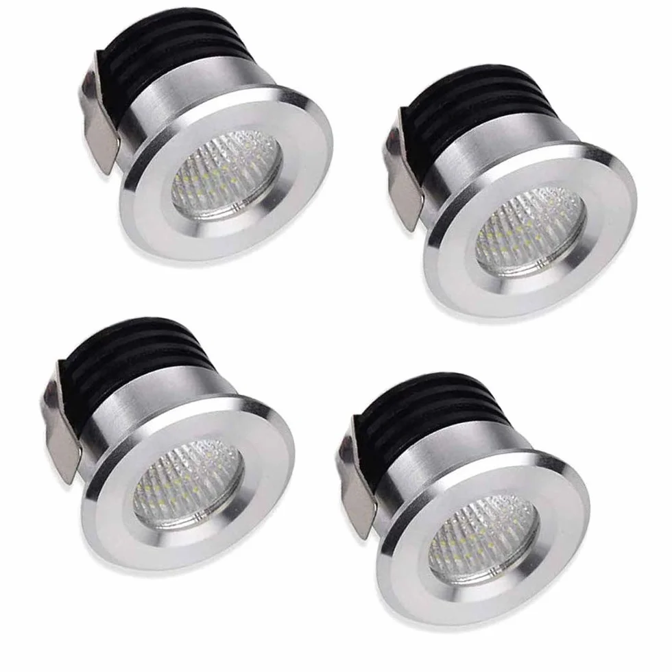 Minifocos LED empotrables 3W blanco cálido para vitrina iluminación interior, incluye transformador