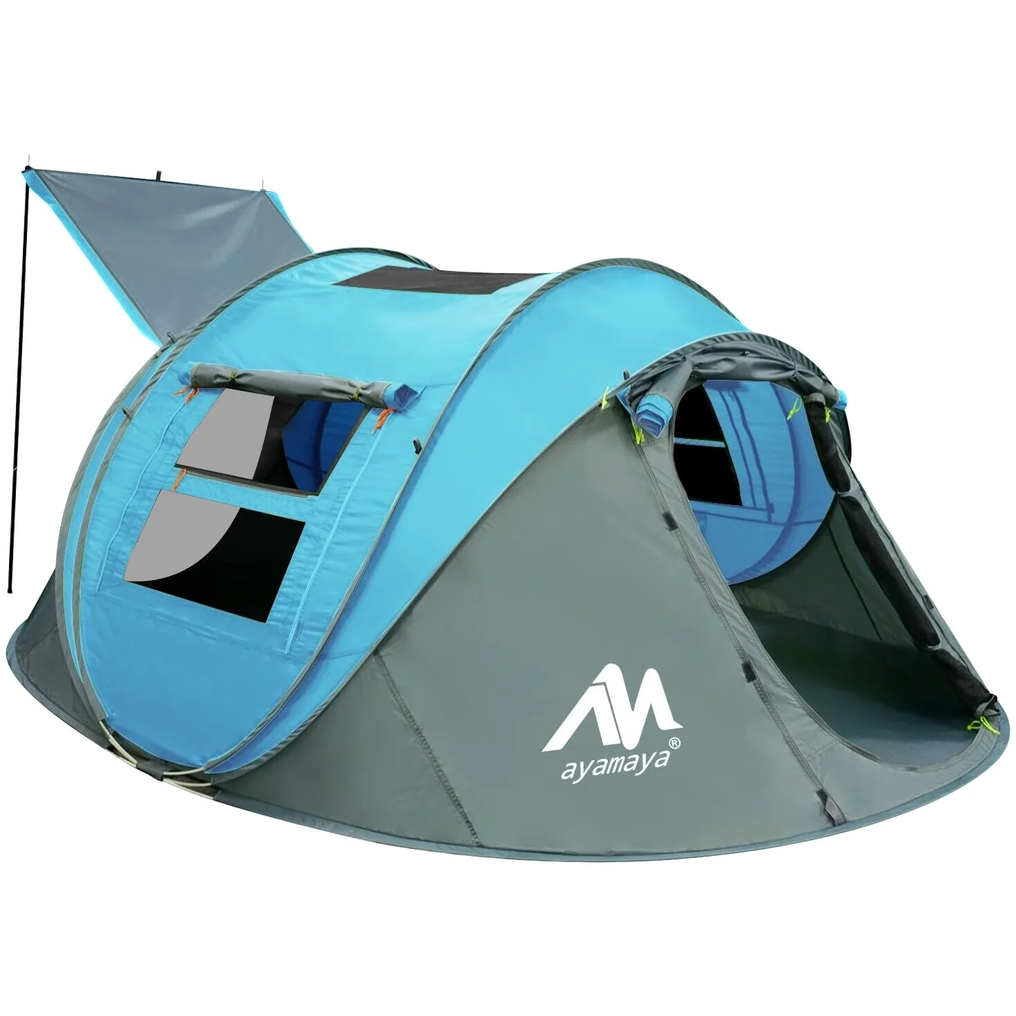 AYAMAYA - Tienda de campaña desplegable para 4 personas, impermeable, instantánea, con tragaluz y mosca extraíble, tamaño grande mejorado con 2 puertas, tienda de playa automática de fácil instalación