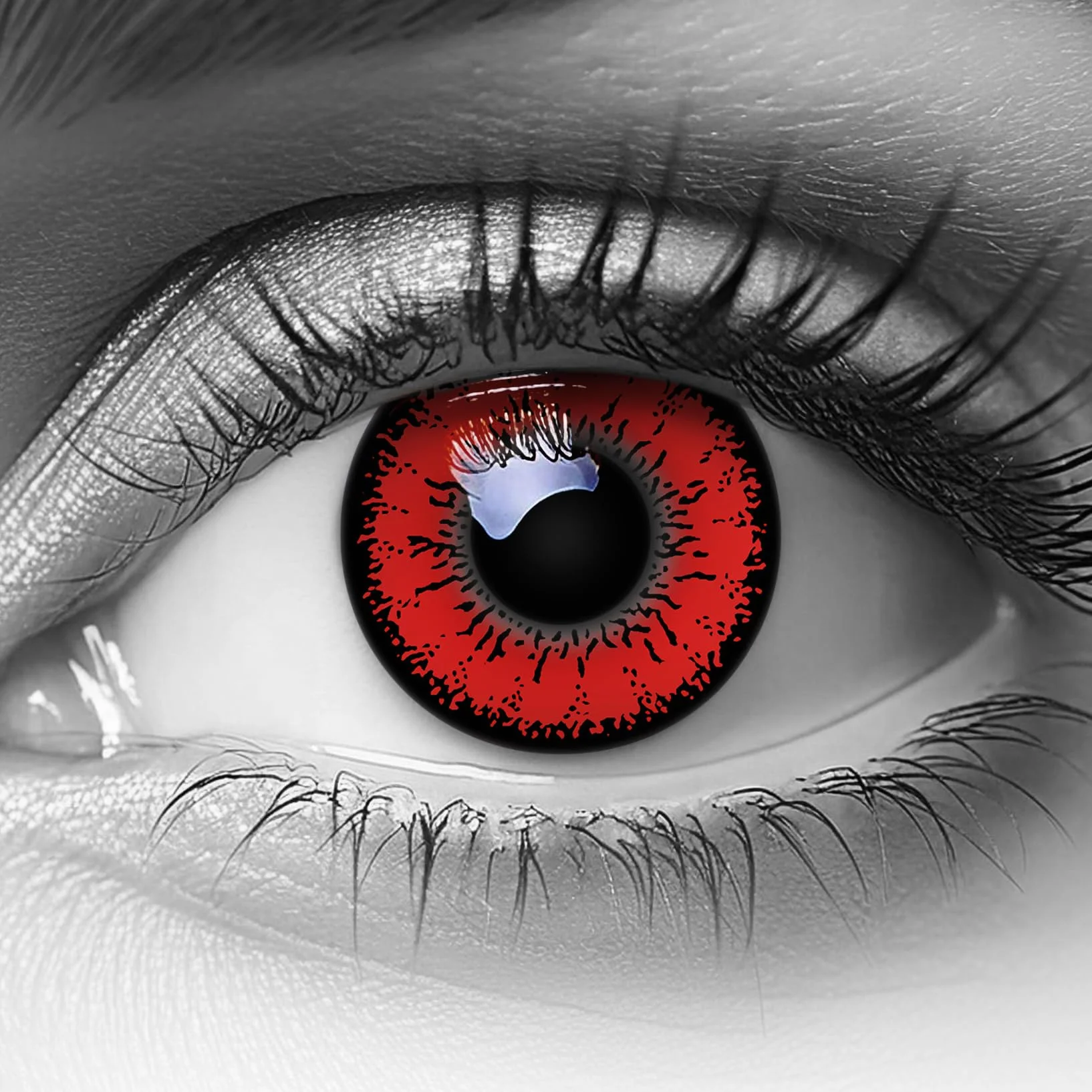 Lentillas de color rojo negro Red Flower 1 par, cómodas, sin graduación