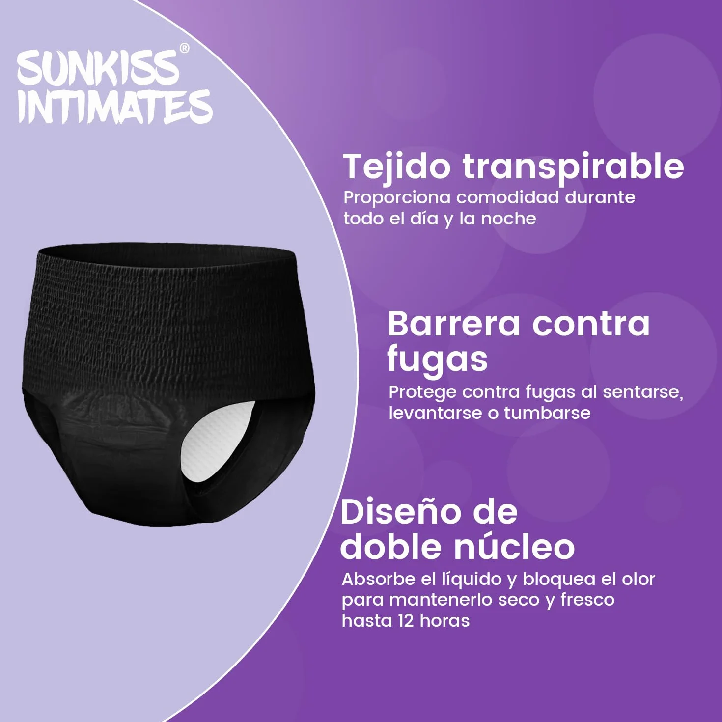Bragas Menstruales Desechables para Flujo Abundante, Postparto, a Prueba de Fugas, Negro, Talla L, 10 Unidades