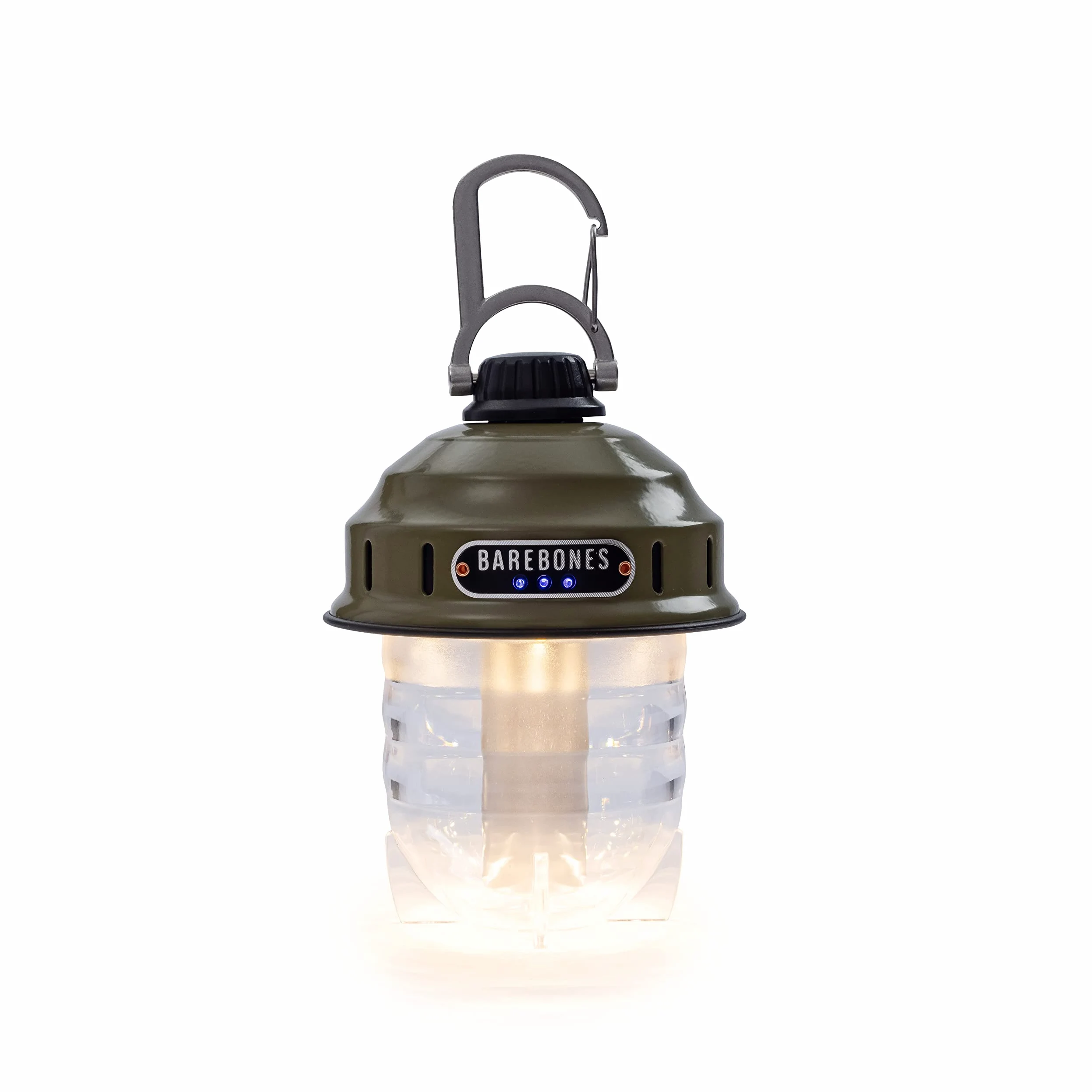 Barebones Luz colgante Beacon – Linterna de camping recargable con luz LED USB – Linterna colgante para aventuras al aire libre (verde oliva)