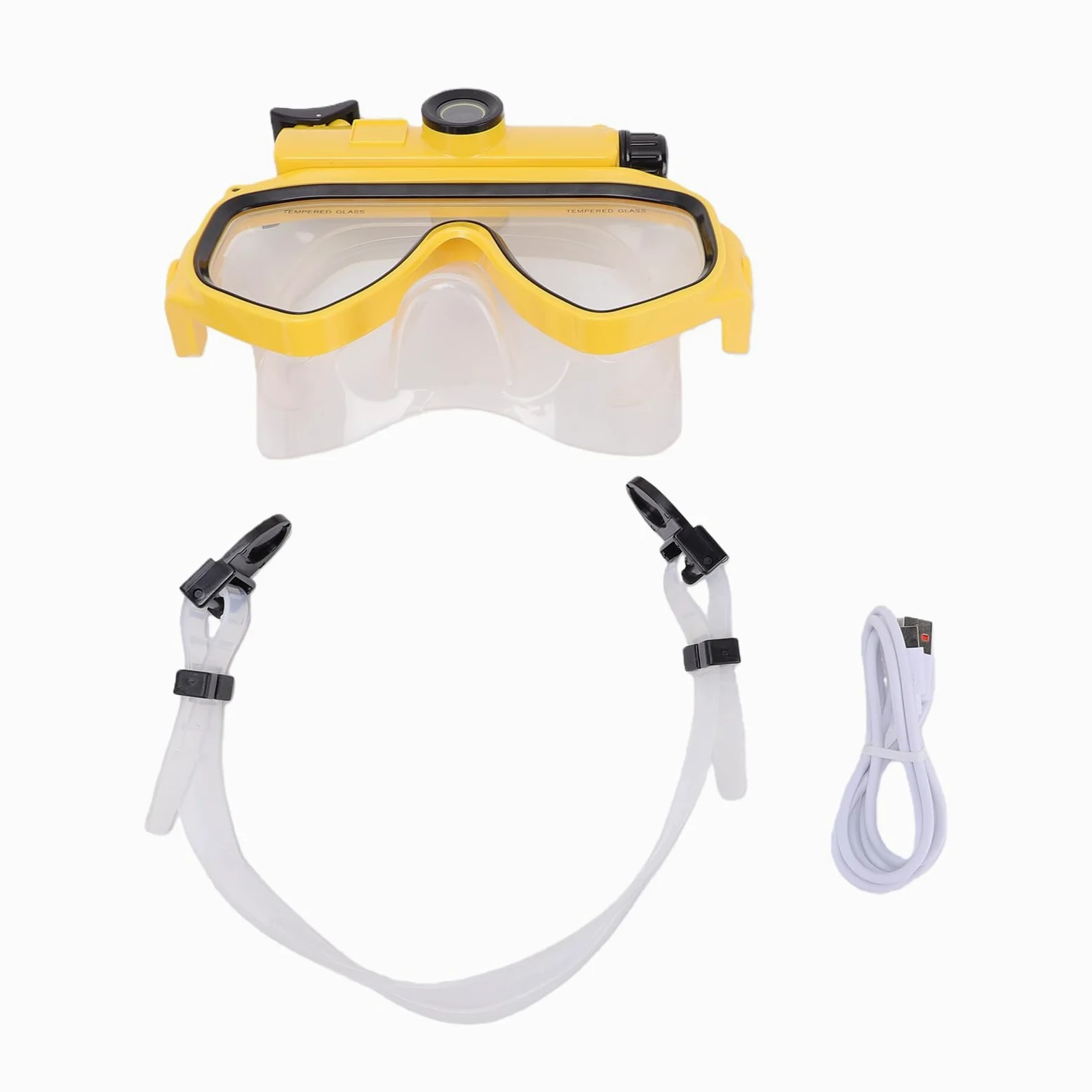 Gafas de Buceo con Cámara, Video 2K, Ángulo Amplio 100 Grados, | Impermeable hasta 15 M, Falda de Silicona, Vidrio Templado, Cámara Subacuática, Compatible con App, Ideal para Snorkel y