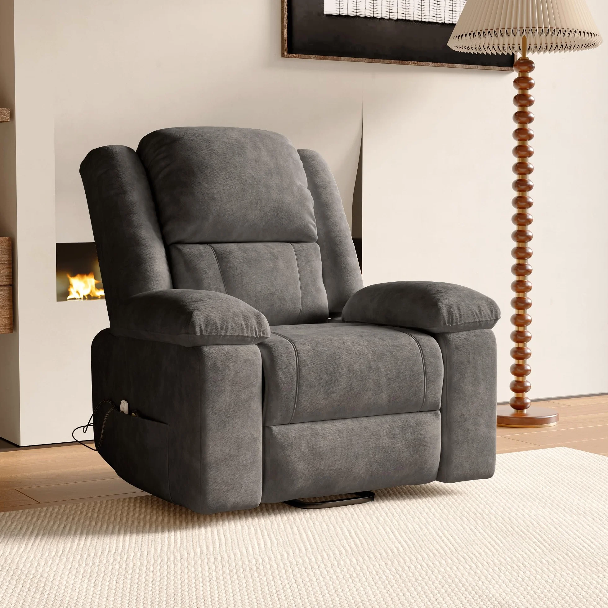 Silla de Masaje Eléctrica Relax con 8 Zonas de Masaje y 2 Puntos de Calor Reclinable Gris