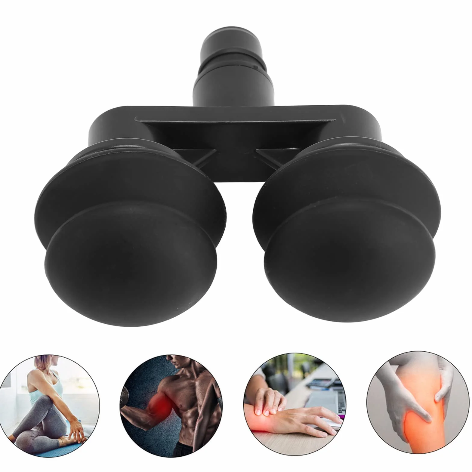 Cabezal de Pistola de Masaje Muscular, Cabezal de Masajeador de Fascia con Cojín de Gas Doble de 18 mm