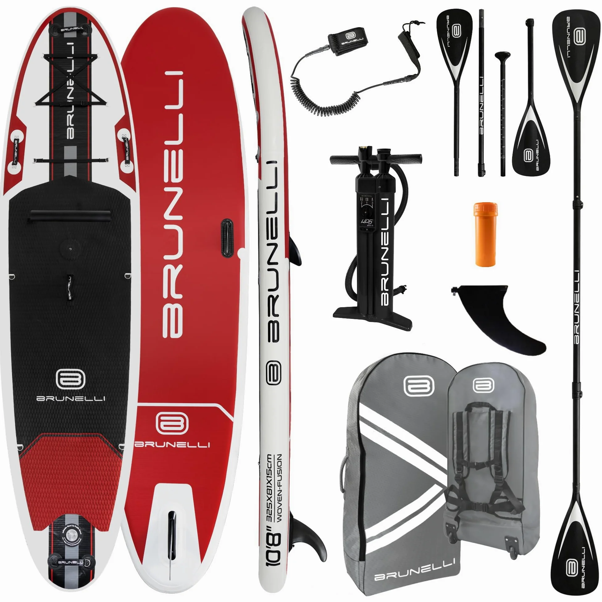 BRUNELLI 10.8 Windsurf Woven X Fusion Double Layer iSUP Board hinchable Stand Up Paddle Set rojo