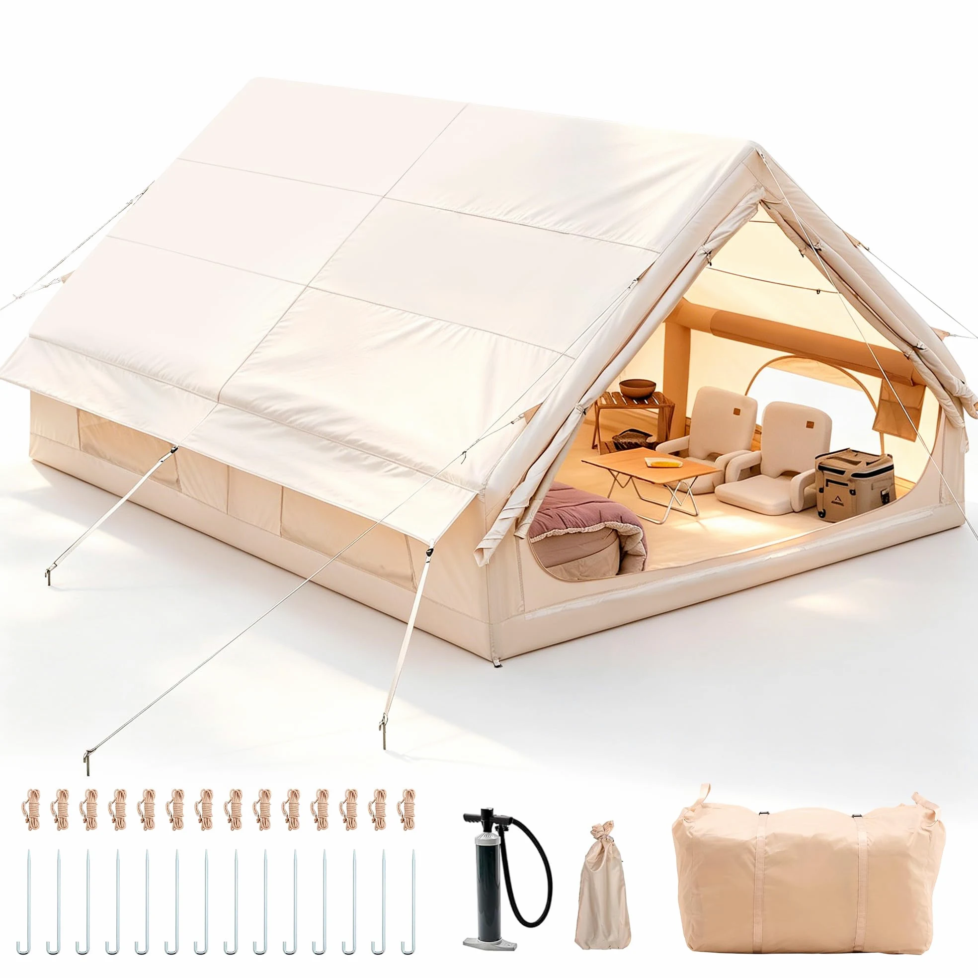 Tienda de campaña hinchable Oxford 420D 400x300x210 cm 4-10 personas resistente al agua 3000 mm UV50+