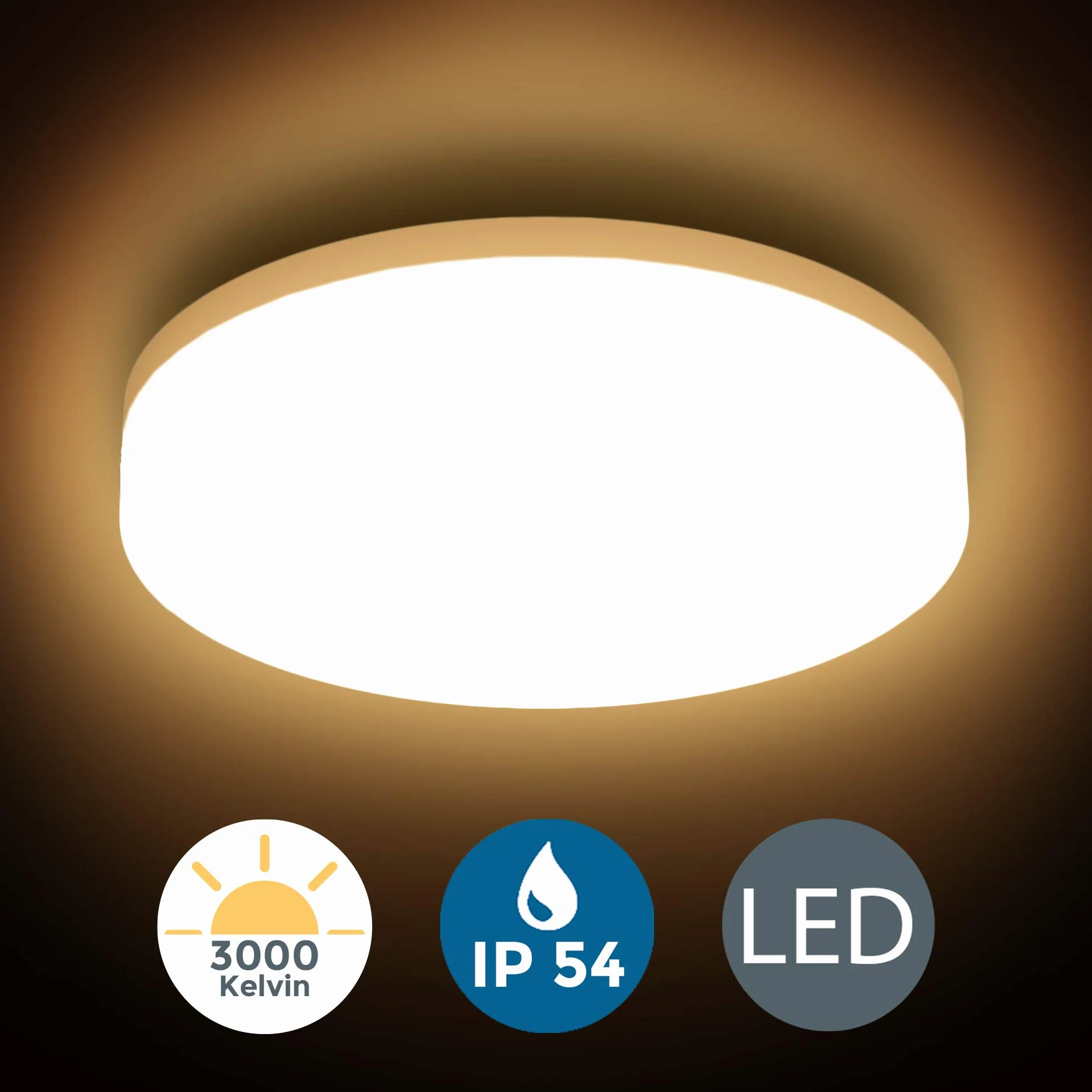 Plafón LED 13W 3000K 1500LM IP54 Blanco Neutro Ø220 mm