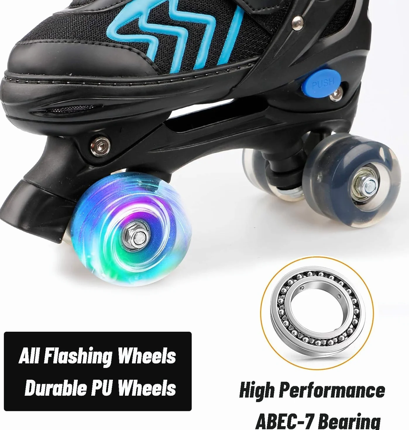 Patines Roller Quad Ajustables con Ruedas Luminosas para Niños Principiantes