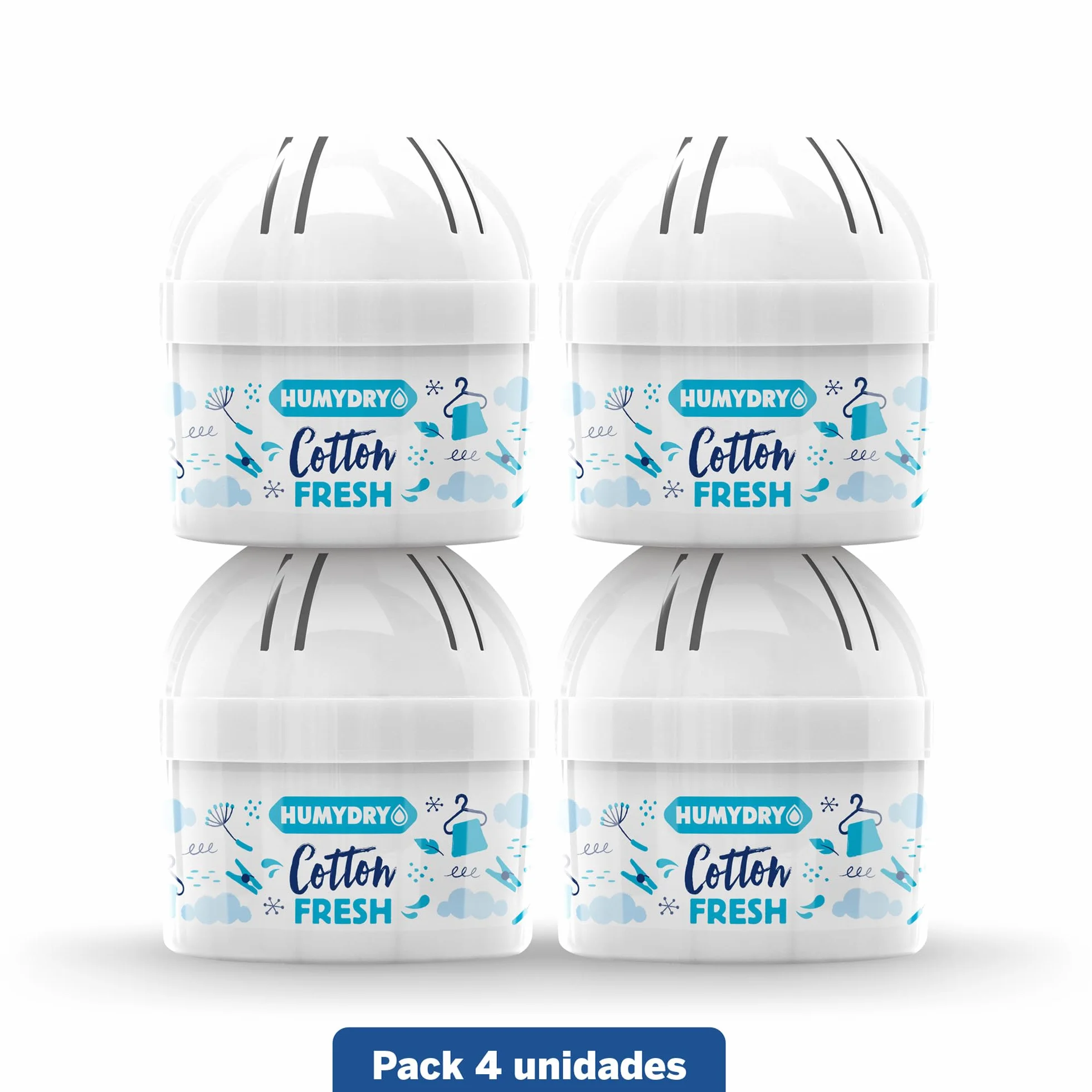 HUMYDRY Mini 75g MIX Pack de 4 Deshumidificadores Ambientadores Absorben Humedad Reducen Olores Aroma Algodón 8 m²