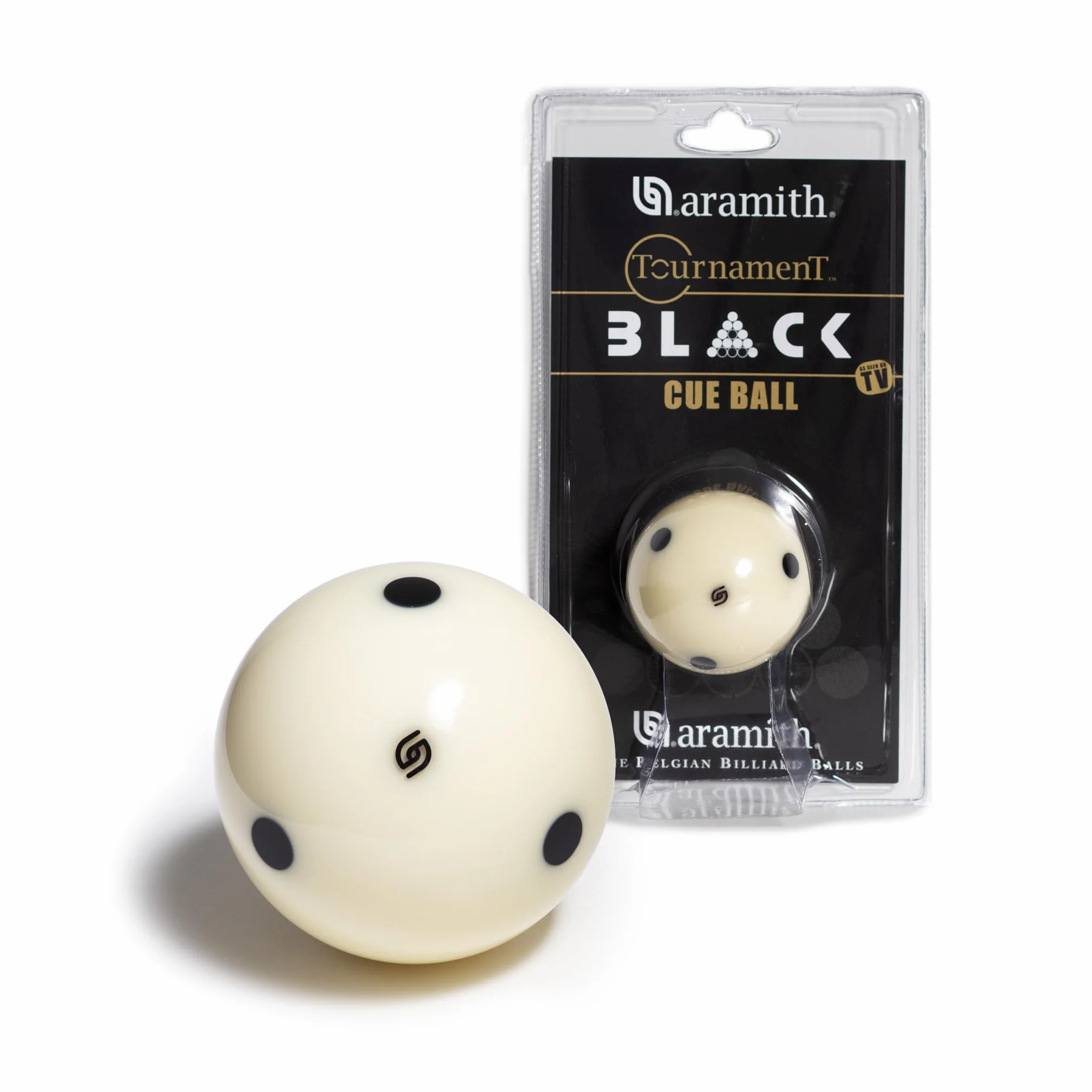 Aramith Tournament Bola de billar negra 2 1/4 pulgadas 6 puntos negros