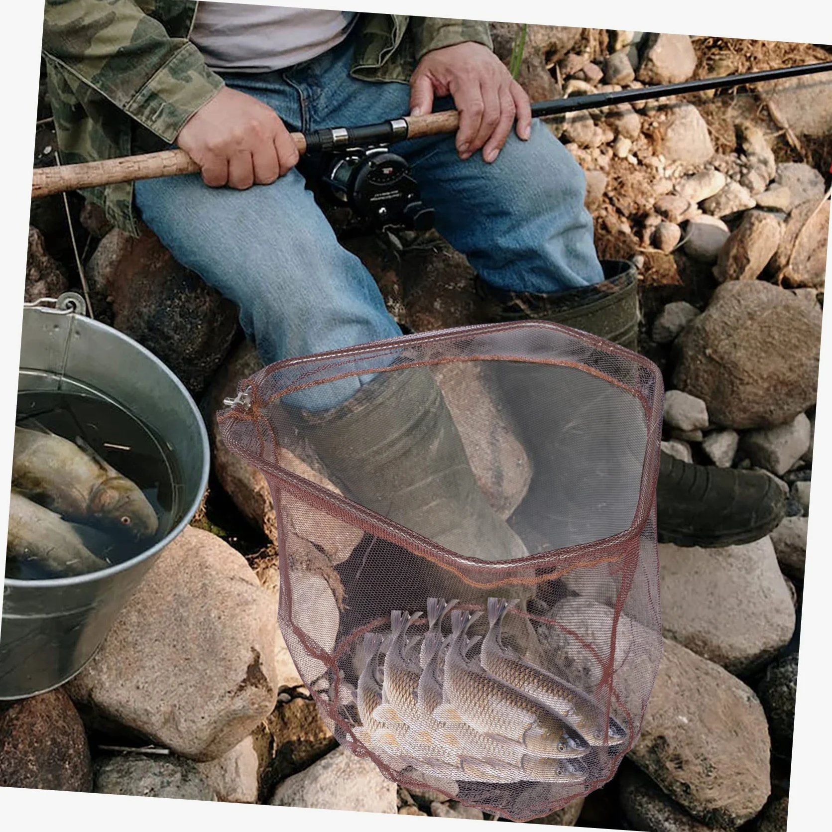 Red de Pesca Reemplazable Plegable de Acero Inoxidable y Nailon | Malla Ligera, Suave Peces, para Pescadores Avanzados o Principiantes, Uso en Pesca Terrestre