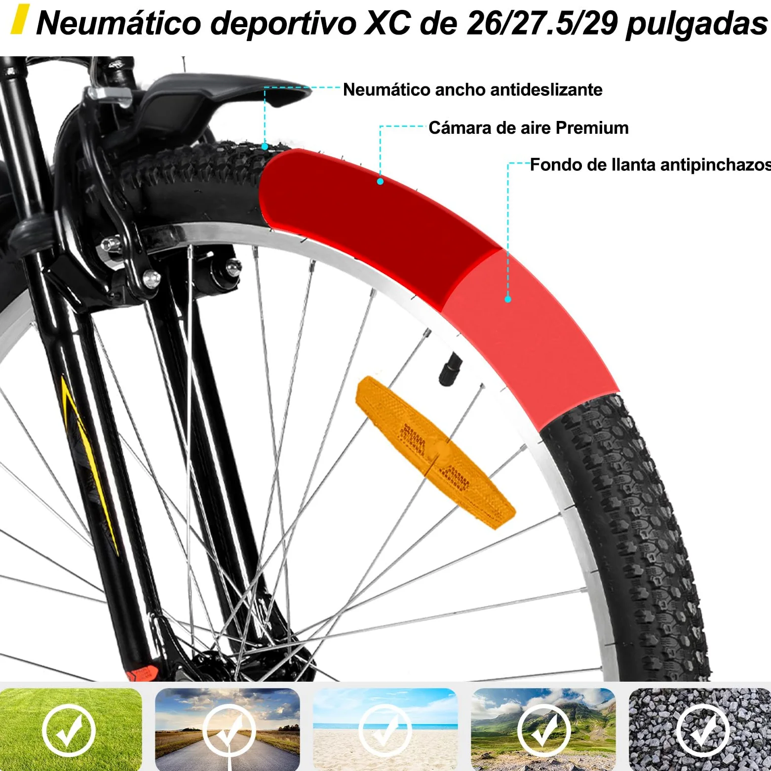 Hiland Bicicleta de Montaña 26/27,5/29 Pulgadas, 18 Velocidades para Mujeres y Hombres, Bici Adulto, Bicicleta de Montaña Frenos en V, MTB con Cuadro de Acero de Alto Carbono, Negro/Azul/Gris
