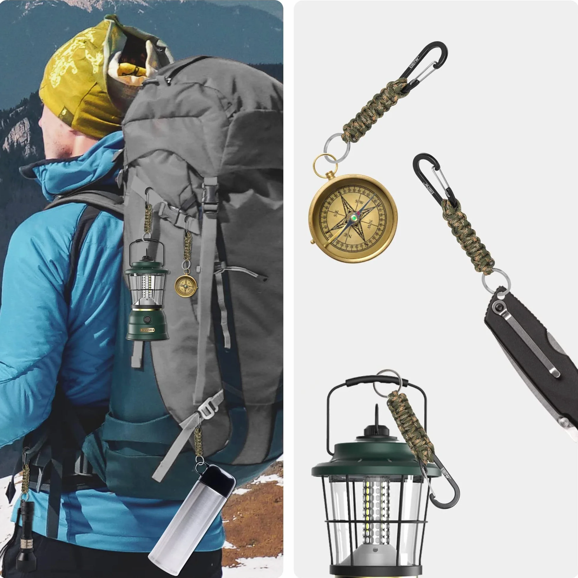 EOTW Mosqueton Llavero Paracord, Forma de D Mosqueton Escalada Ganchos para Montañismo, Motocicleta, Camping, Escalada en Roca, Pesca, Senderismo o Viajes y Otros Deportes al Aire Libre