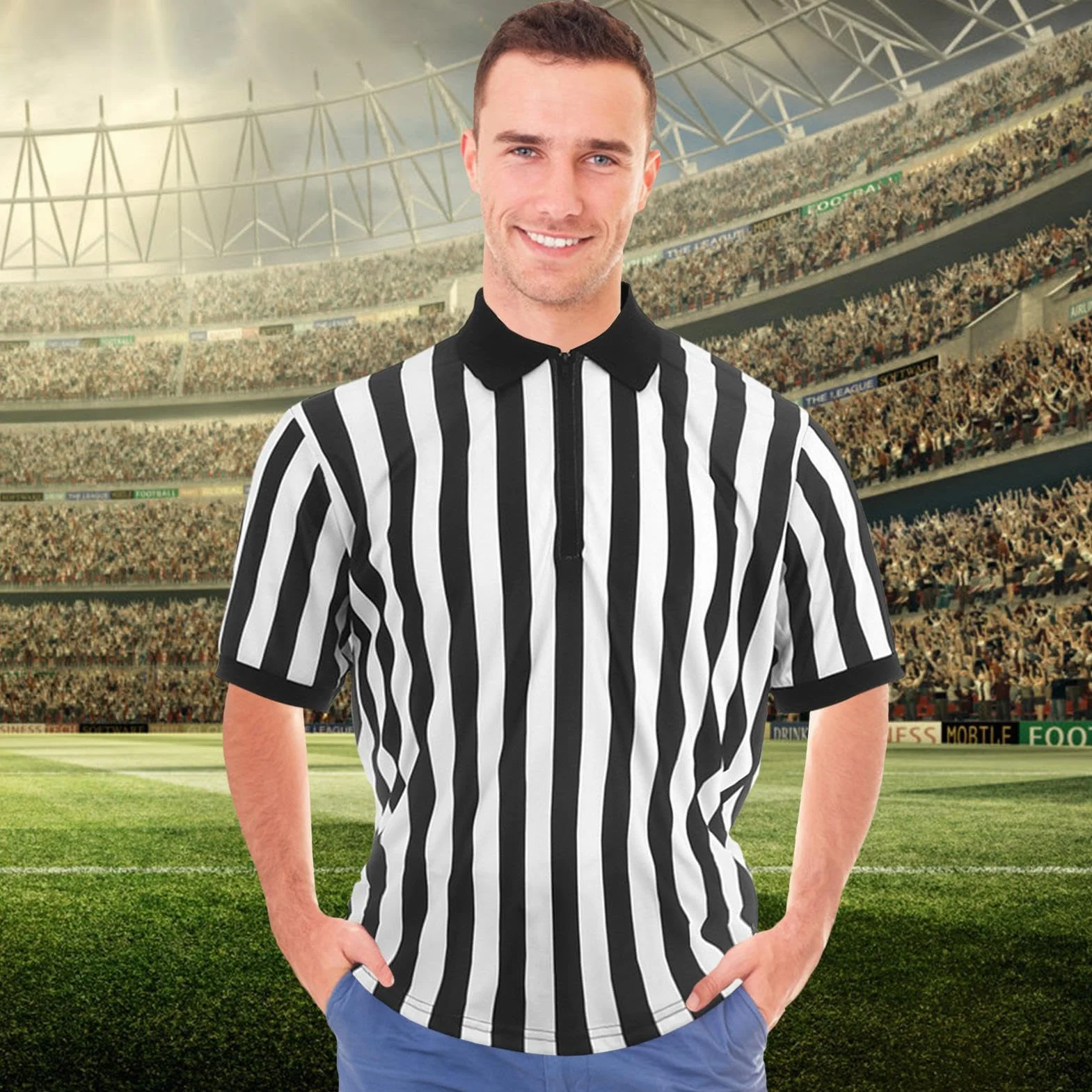 Camiseta de árbitro para mujer, disfraz de jueces con cuello – Camisa de árbitro transpirable que absorbe la humedad para béisbol, lucha libre, fútbol, baloncesto, fútbol, hockey, porristas