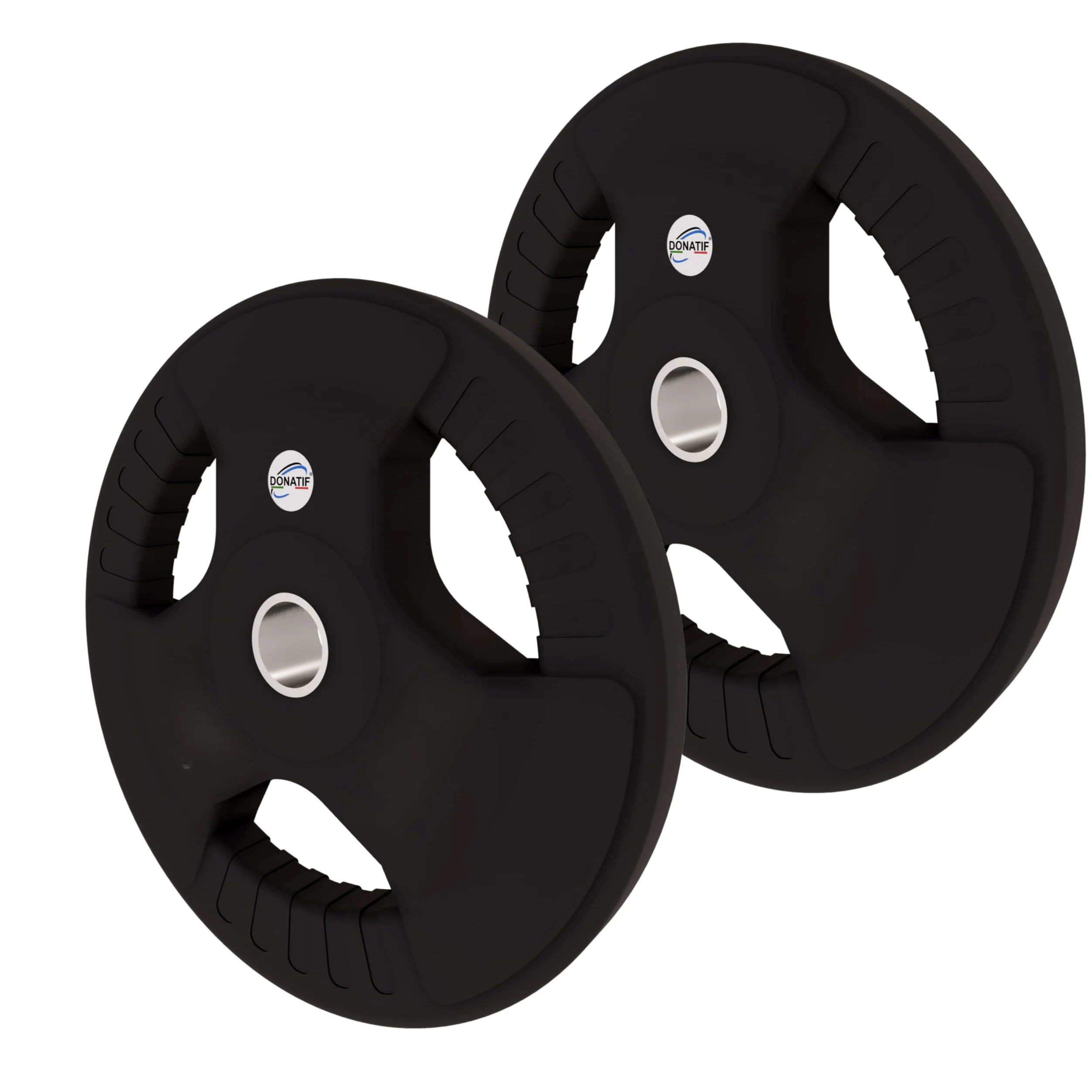 Juego de 2 discos de goma de hierro fundido para mancuernas, mancuernas, gimnasio, fitness, entrenamiento – Disco de goma con mango Tri-Grip, placas de hierro fundido